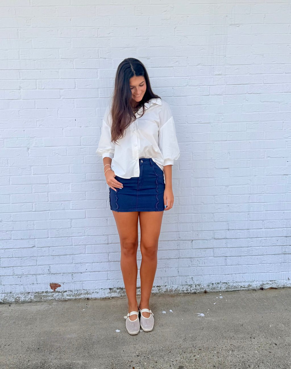 Kourtney Balloon Sleeve Lace Collar Top