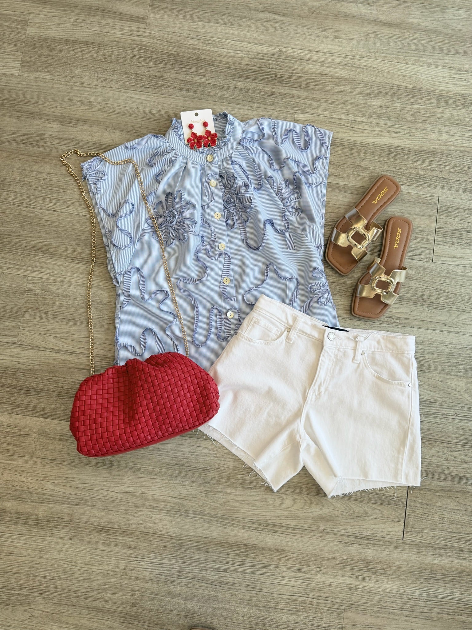 The City Blue Ribbon Flower Top