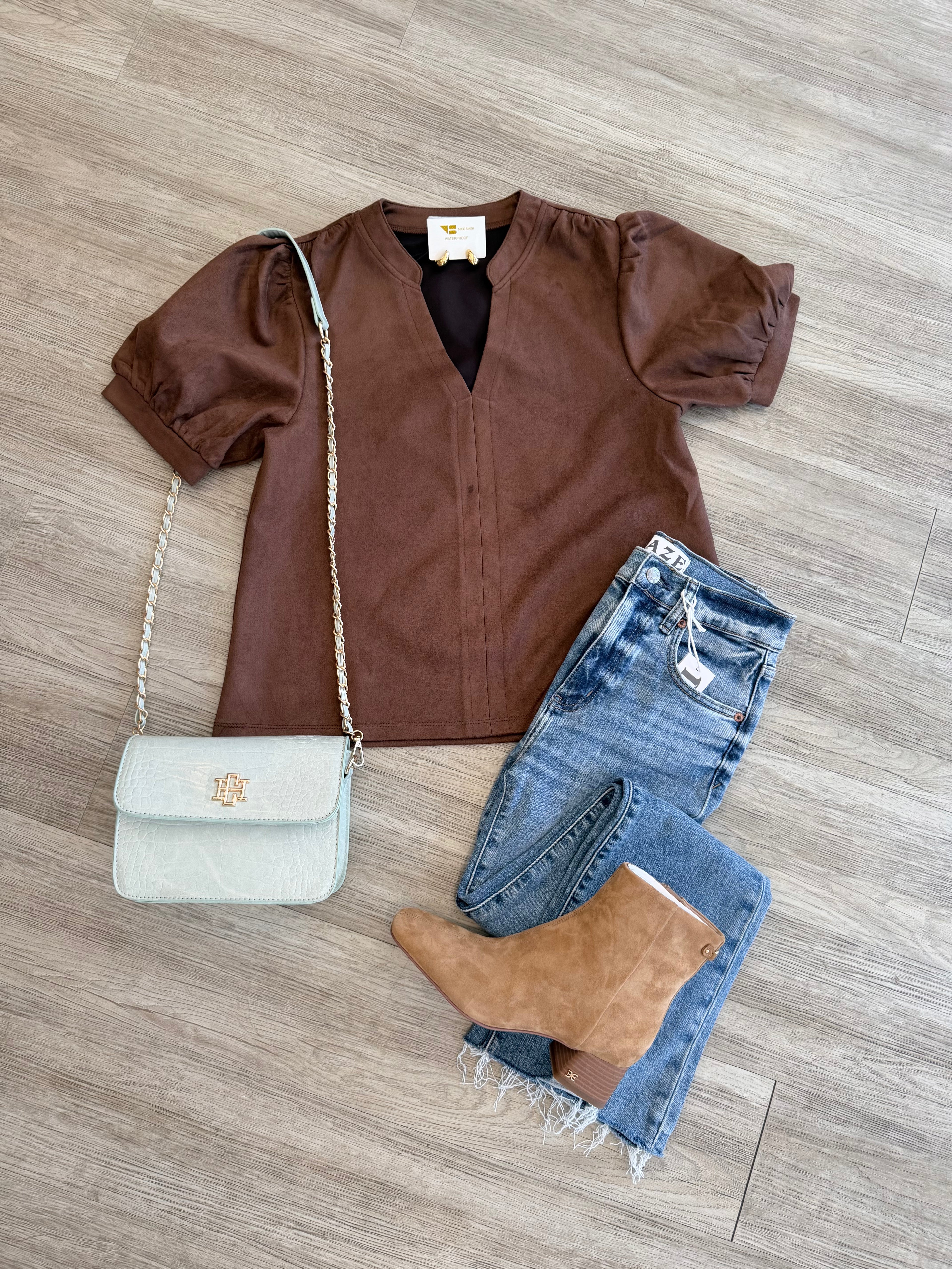 Heidi Suede V-Neck Top