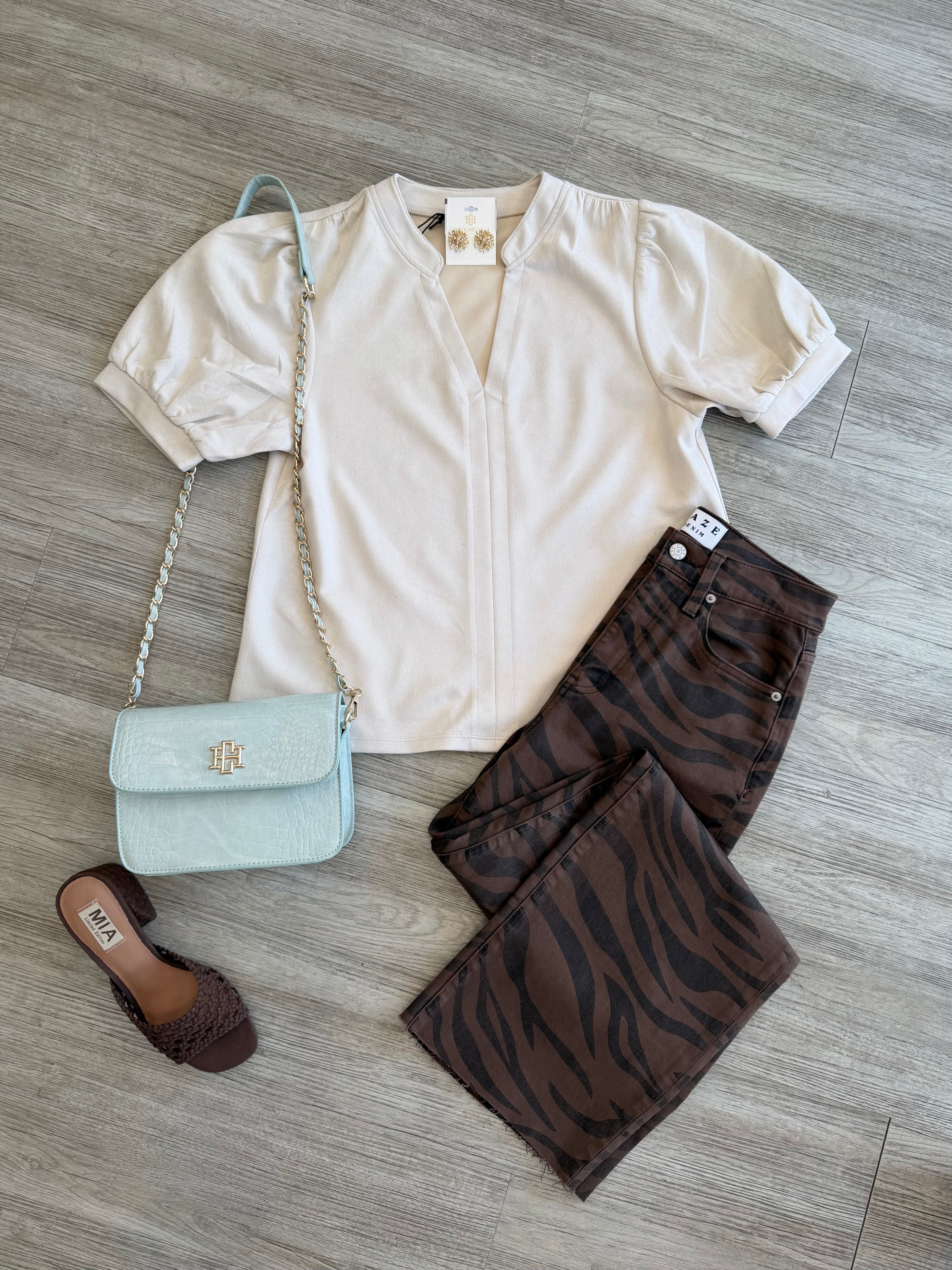 Heidi Suede V-Neck Top