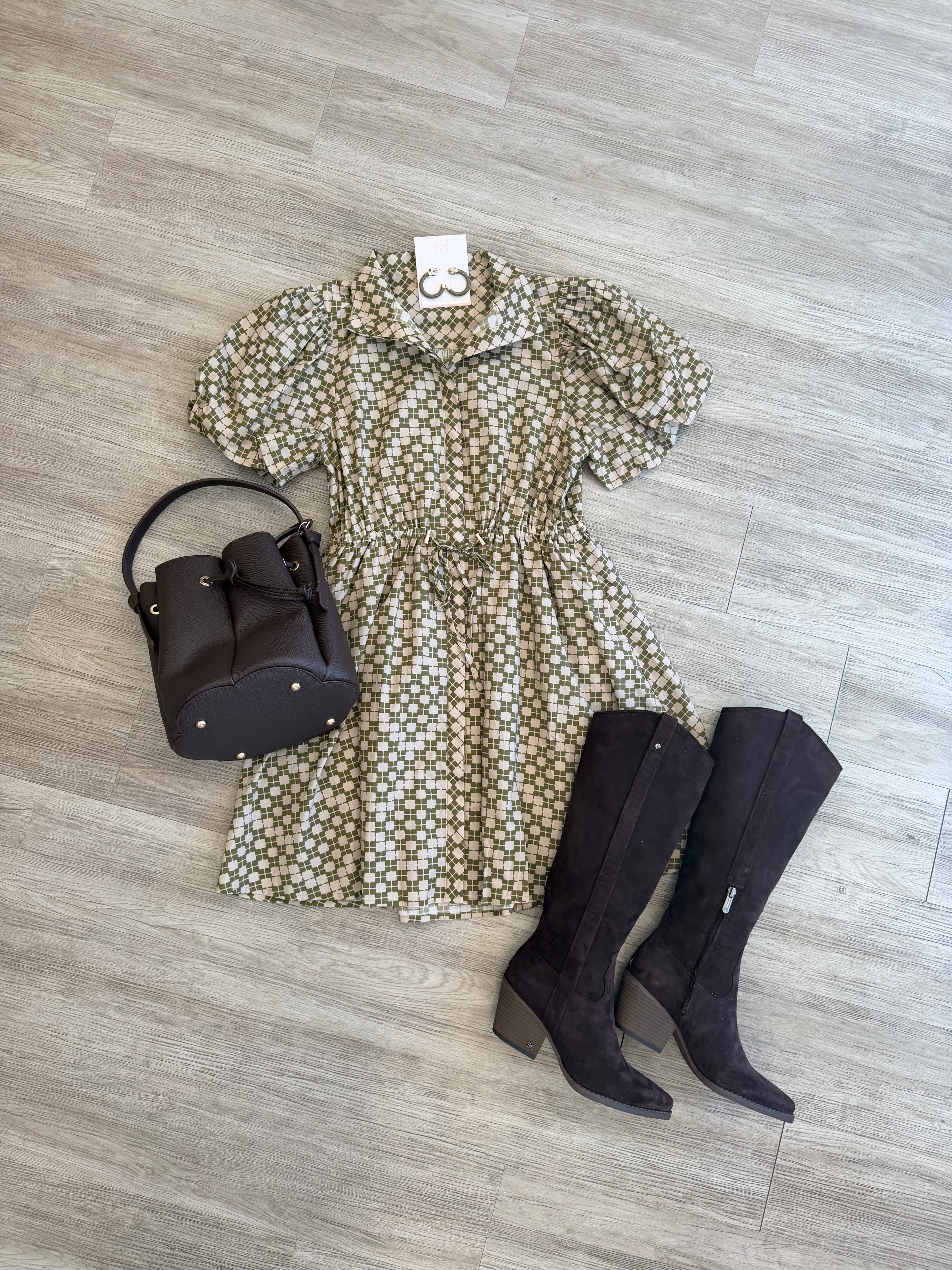 Lacy Geometric Print Dress