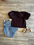 Connie Puff Sleeve Gold Button Top