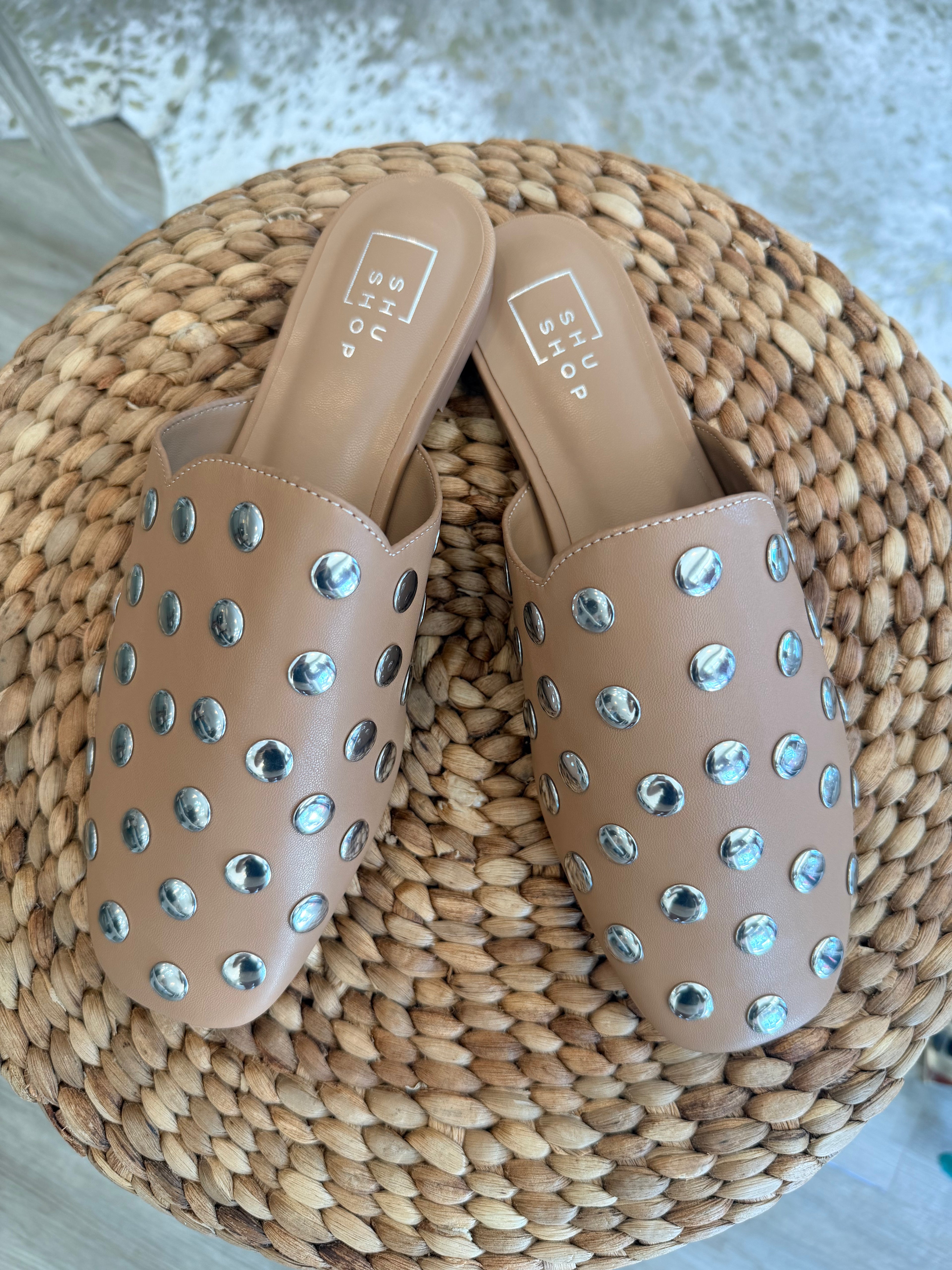 Shu Shop Aretha Studded Flat Camel