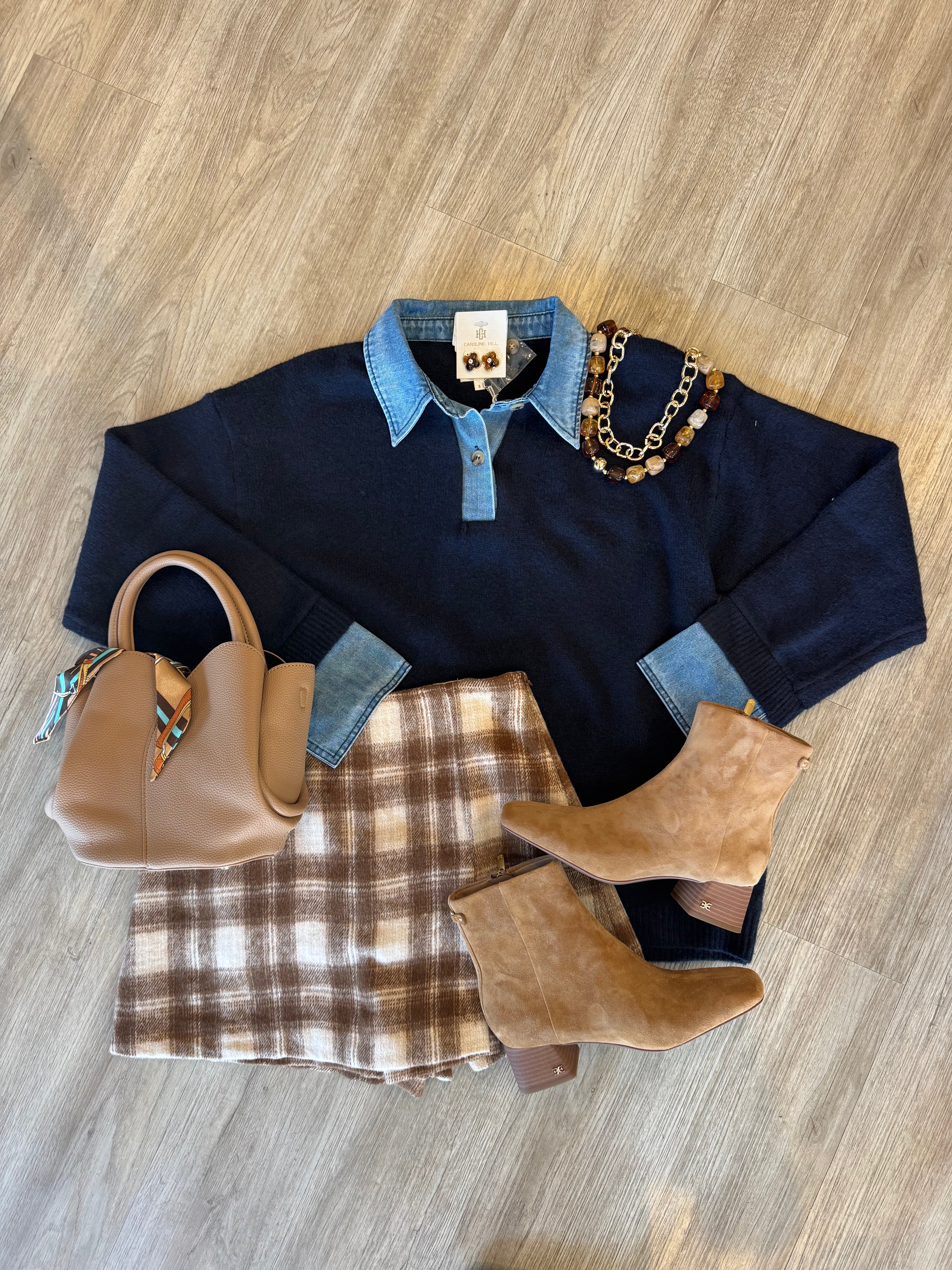 Denim Collar Daydream Sweater