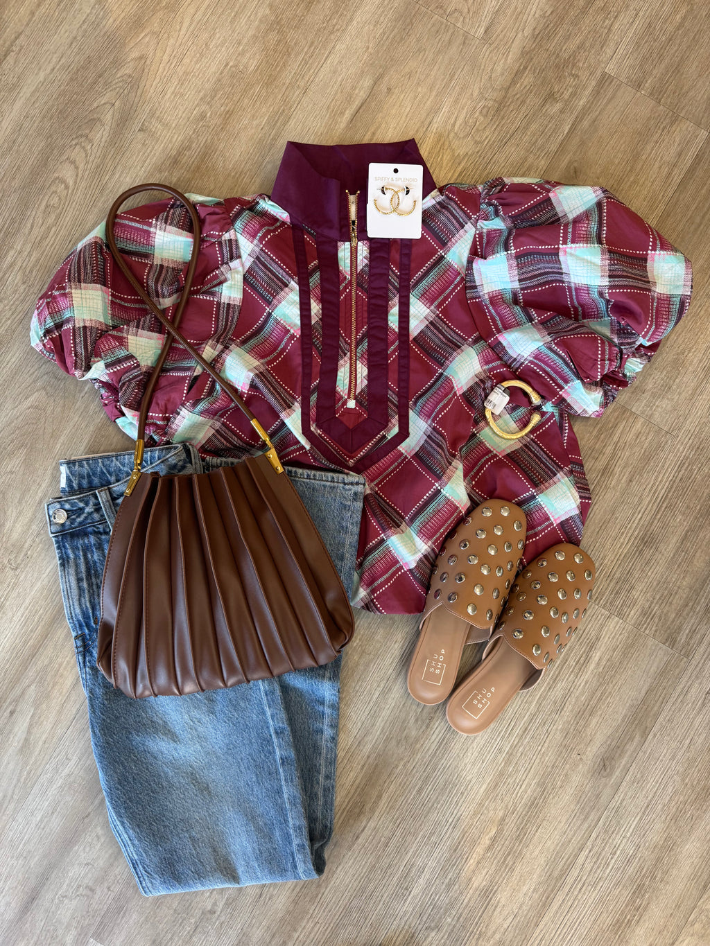 Shalene Plaid Zipper Top