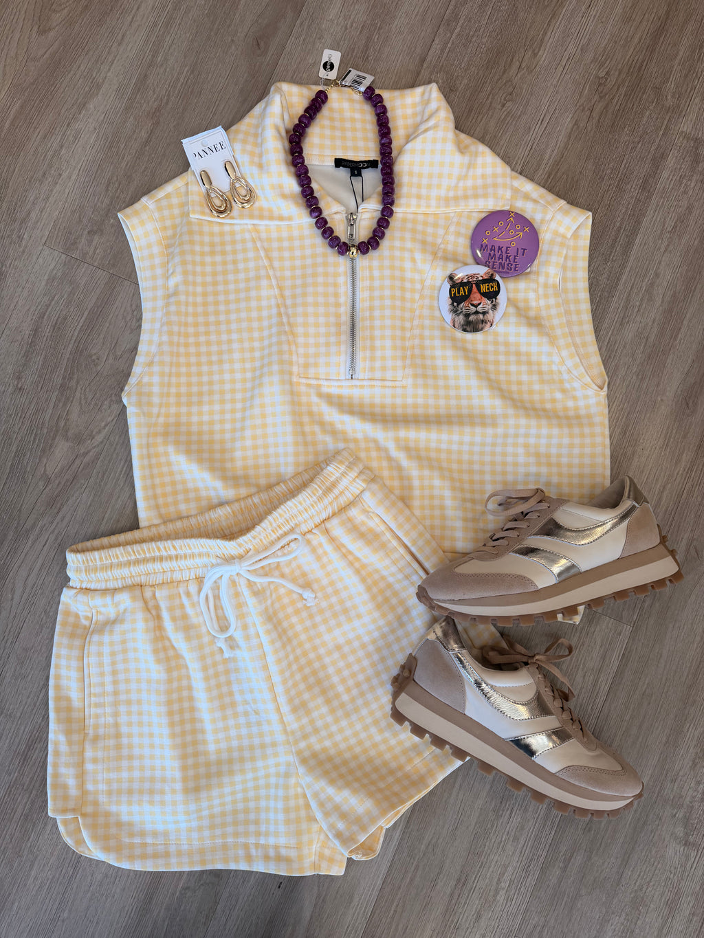 Gretchen Gingham Zip Up Top & Short Set