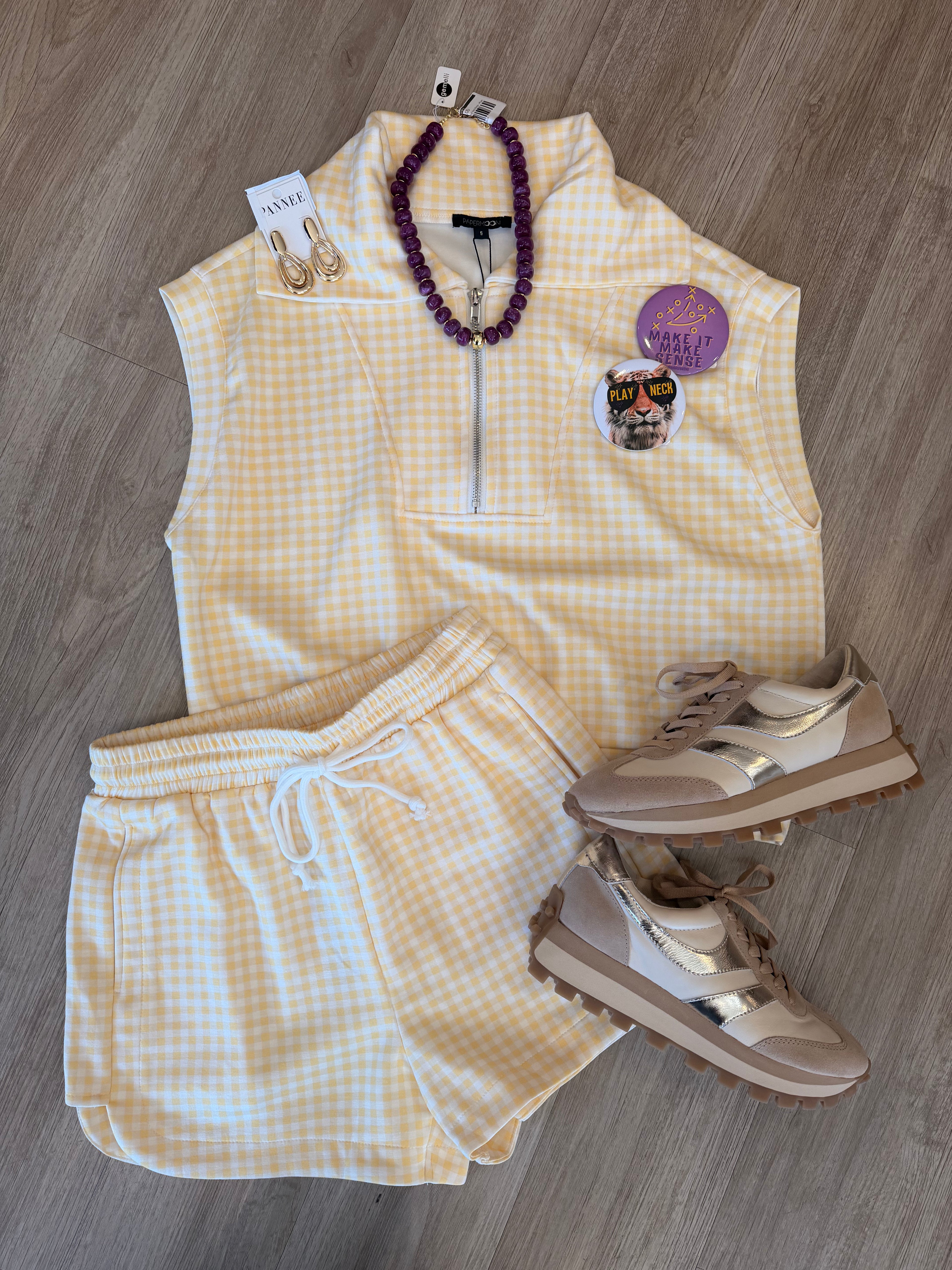 Gretchen Gingham Zip Up Top & Short Set