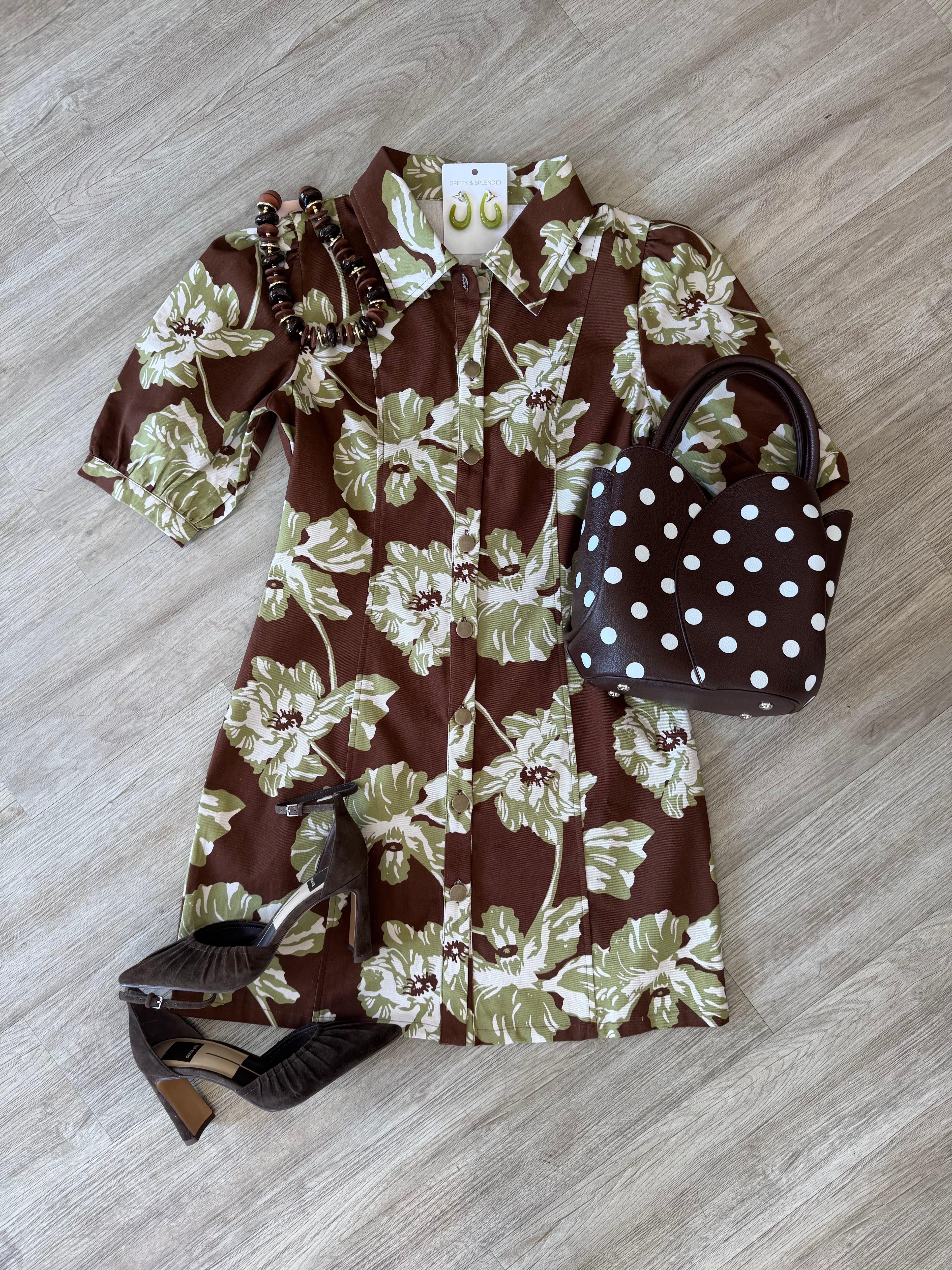 Ollie Floral Print Collared Button Down Dress