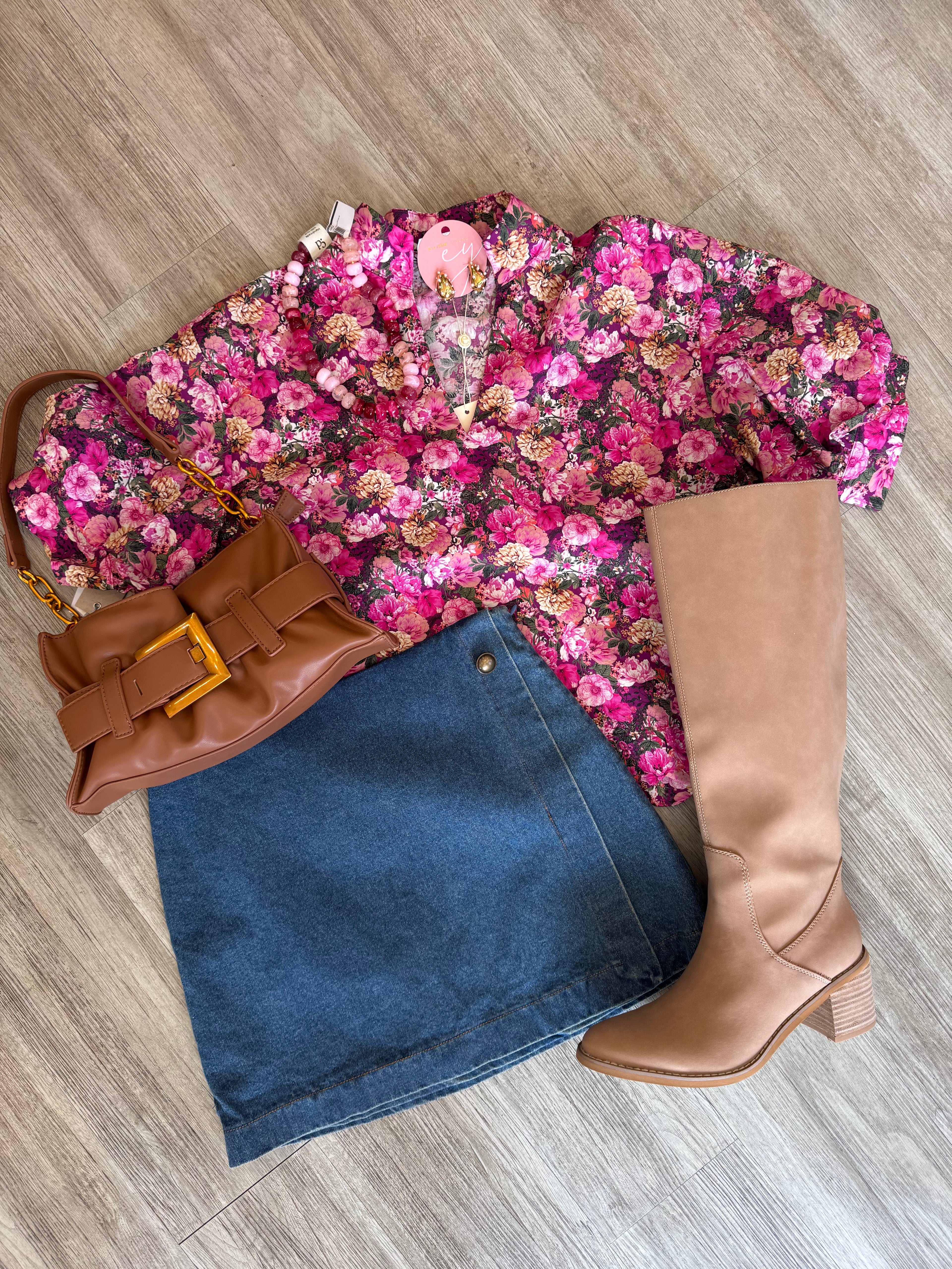Alma Wrap Front Denim Mini Skort