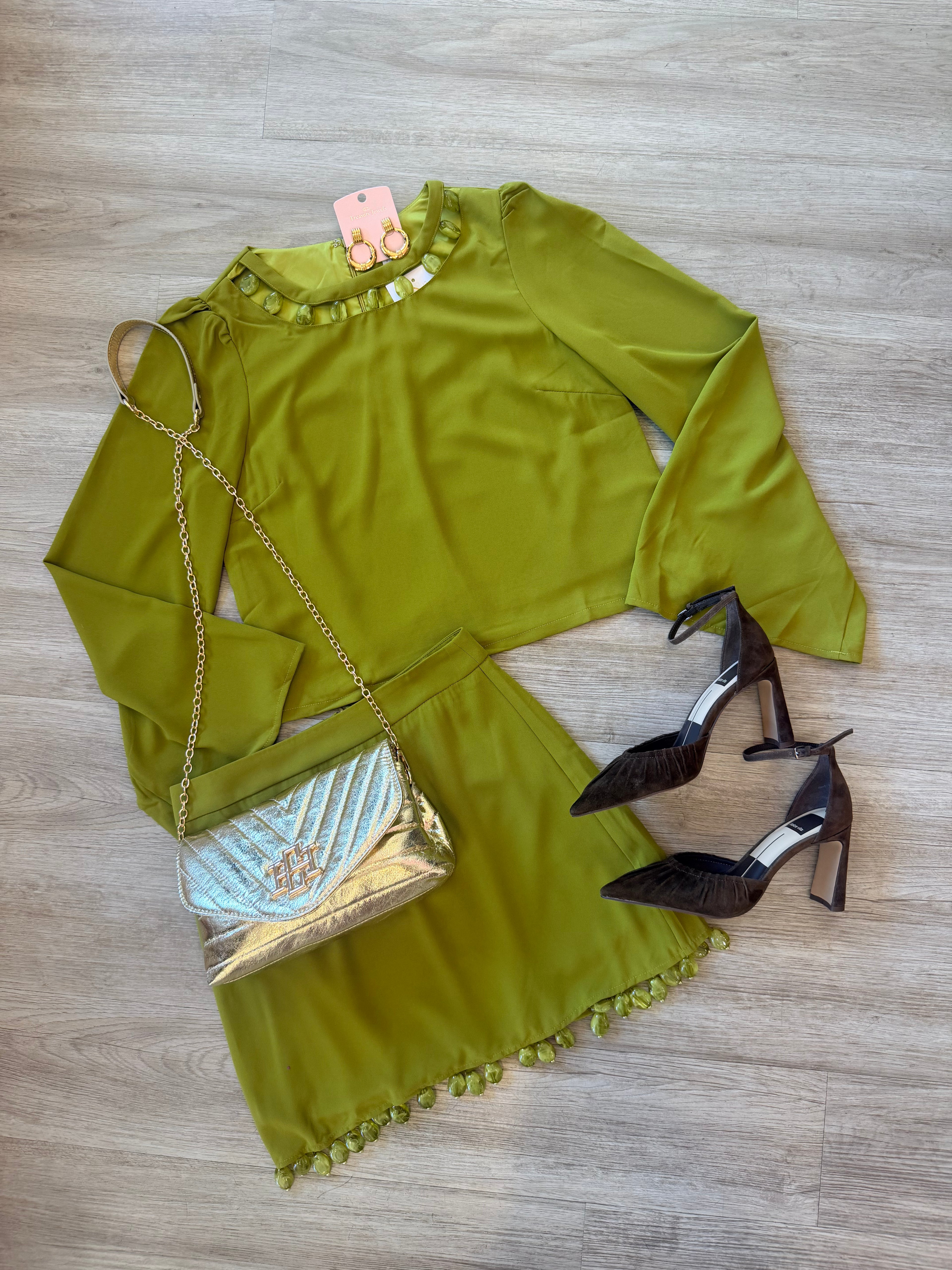 Tina Beaded Hem A-Line Mini Skirt