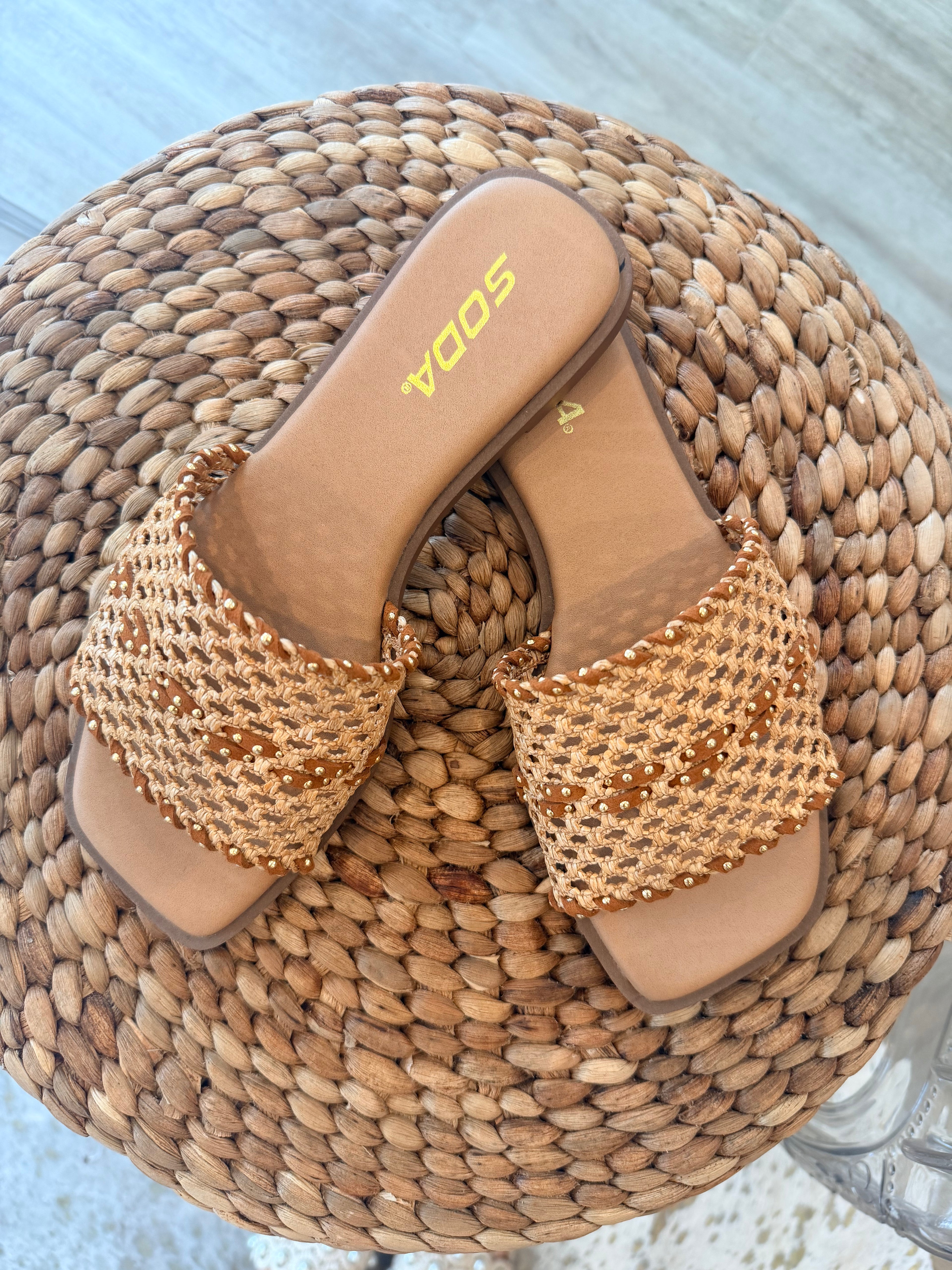 Rawnie Woven Stud Slide Sandal