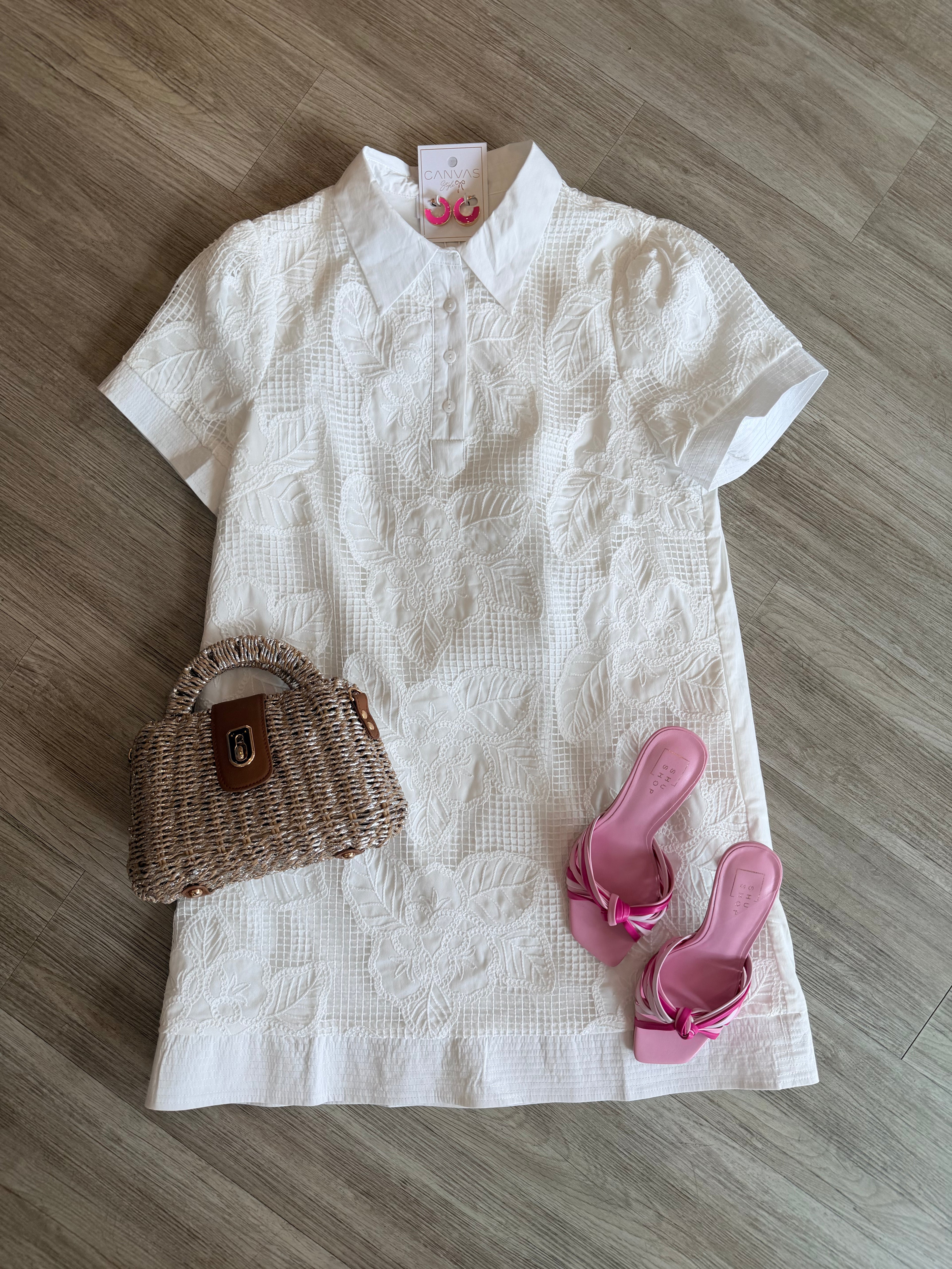 Finley Floral Crochet Shirt Dress