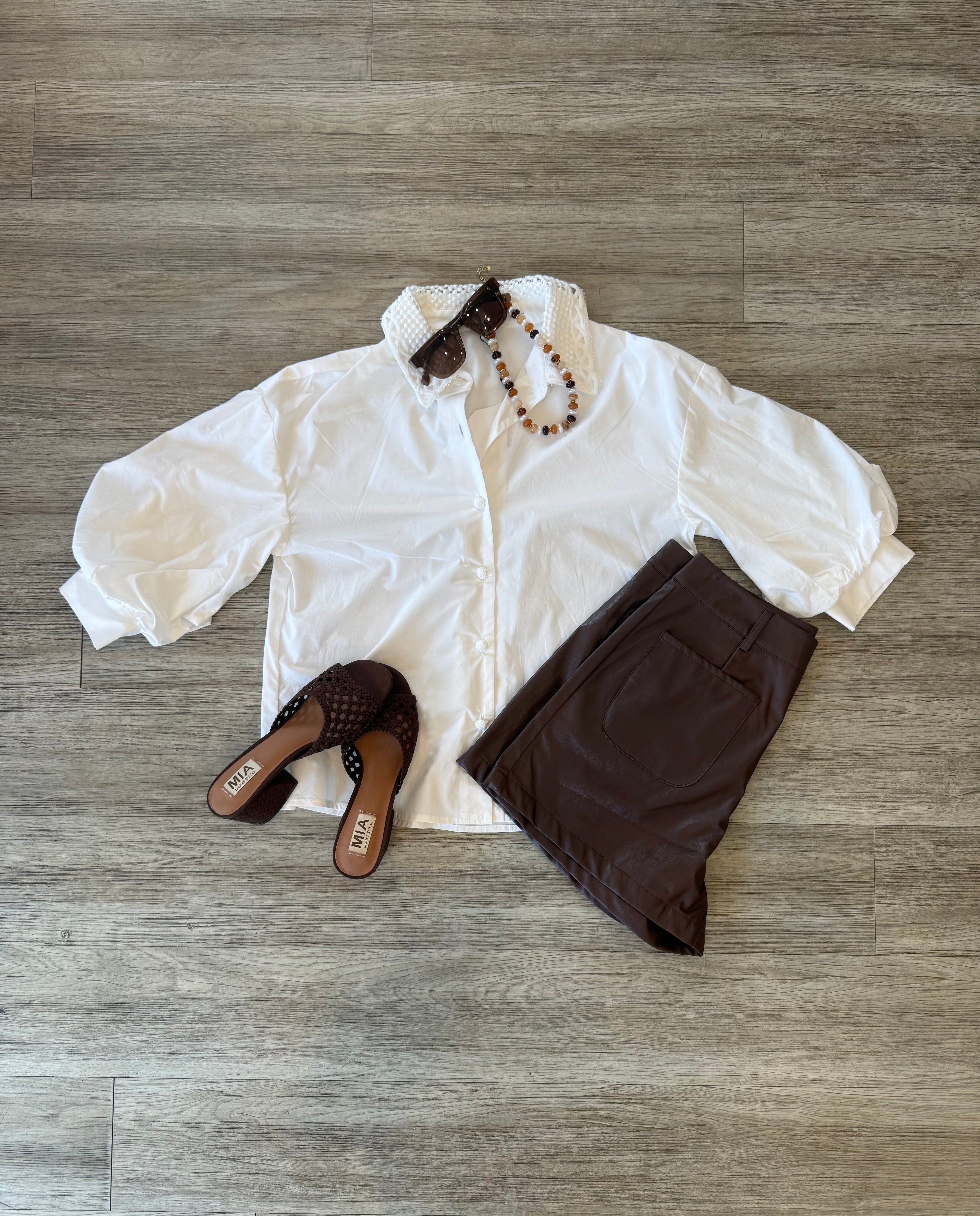 Kourtney Balloon Sleeve Lace Collar Top