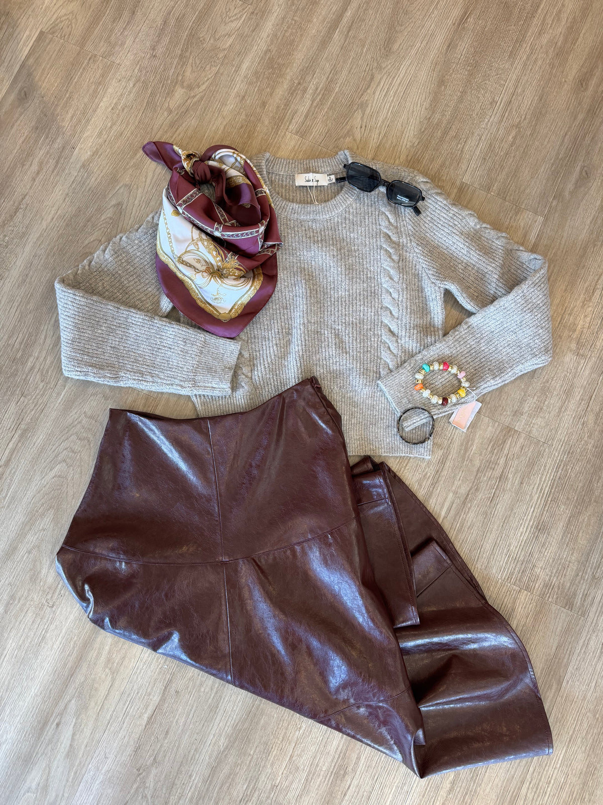 Bree Cable Knit Grey Sweater