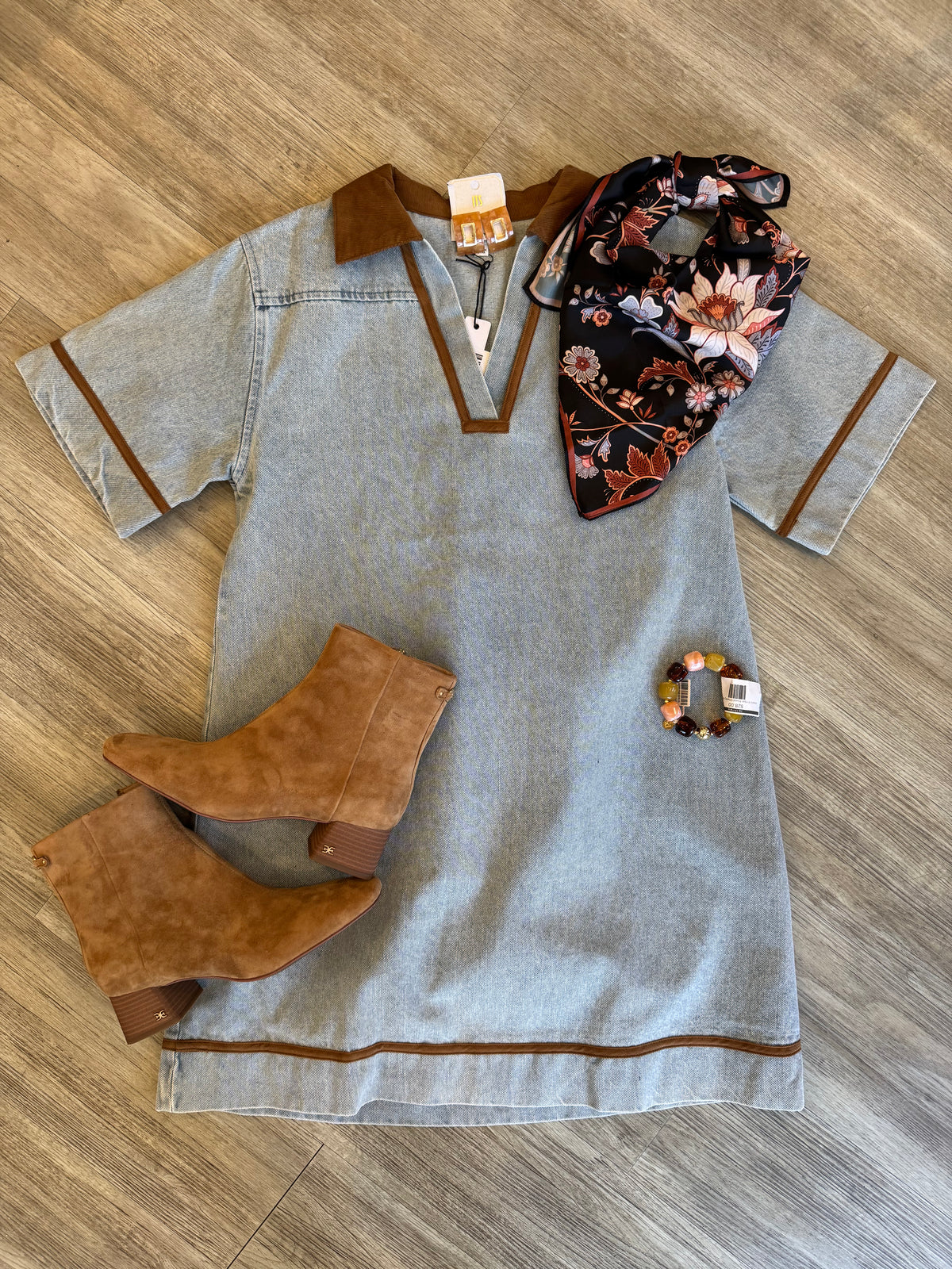 Heather Denim Contrast Trim Dress