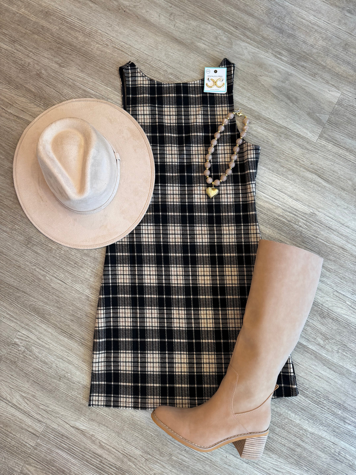 Served Up Stretch Plaid Dress