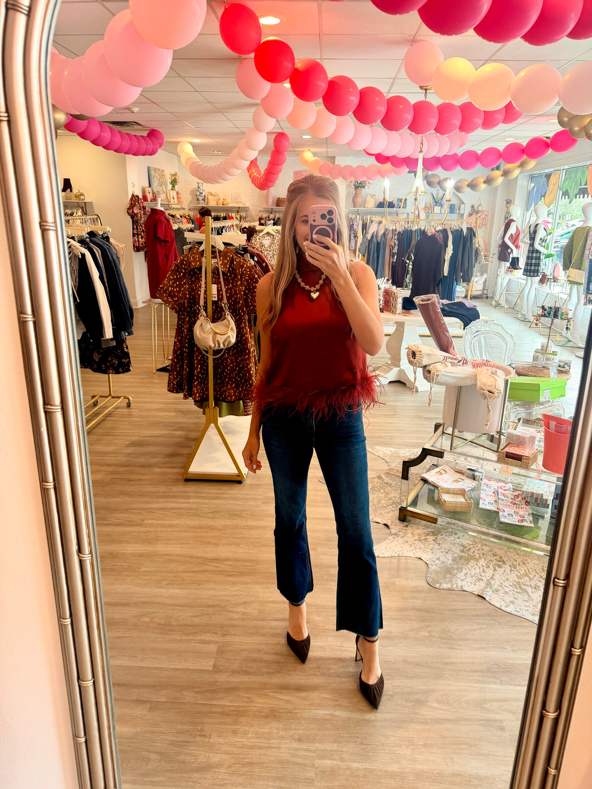 Jackie Feather Trim Top
