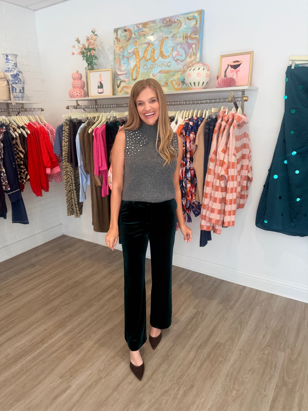 Trinity High-Waisted Wide-Leg Velvet Pants