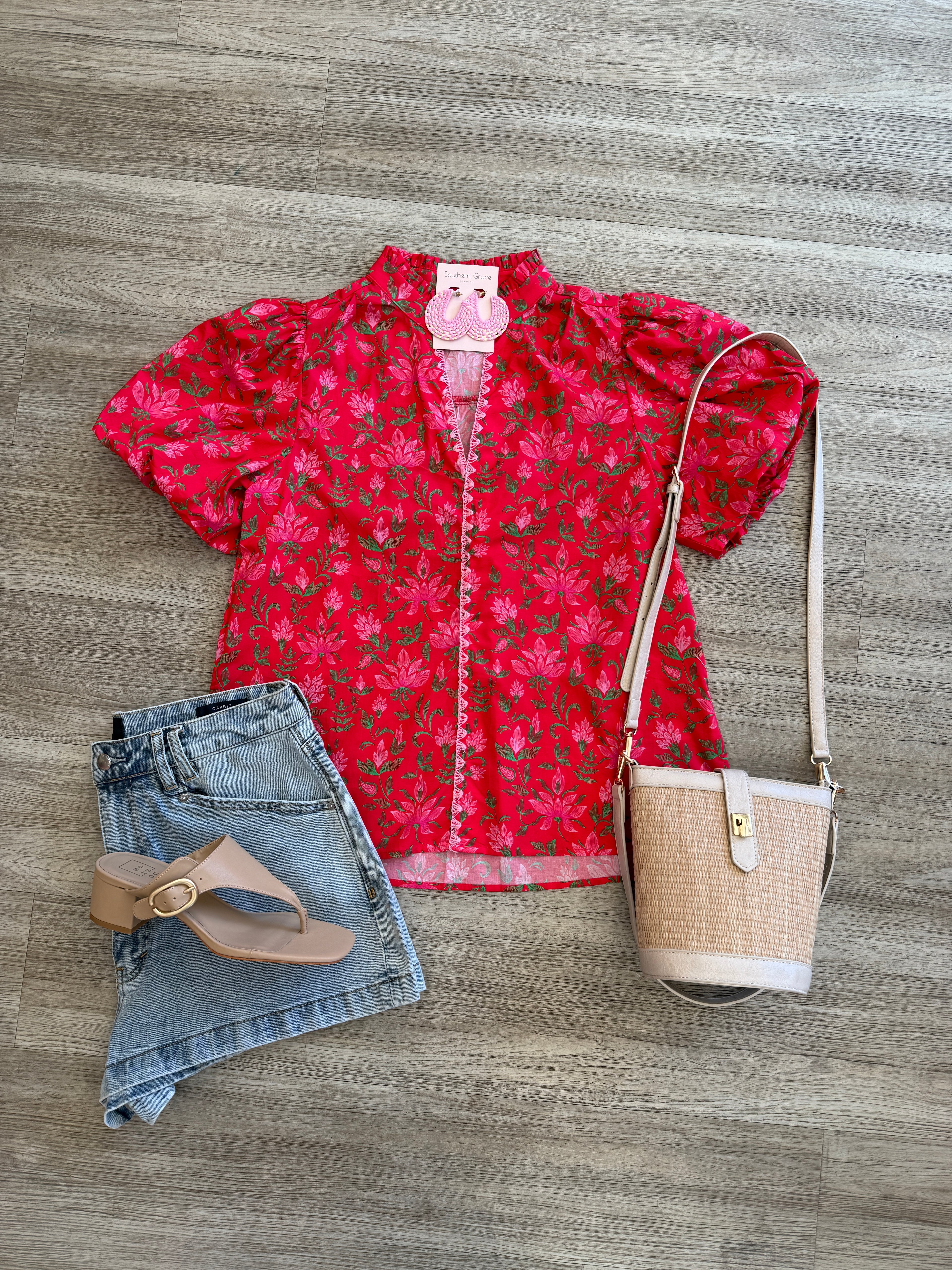Floral Print Puff Sleeve Blouse