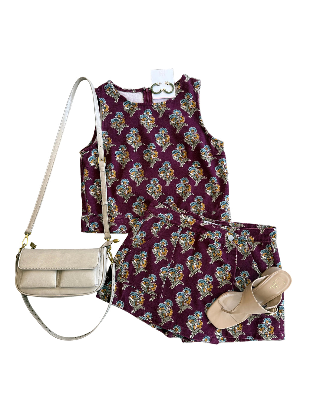 Autumn Floral Print Wrap Front Design Skort