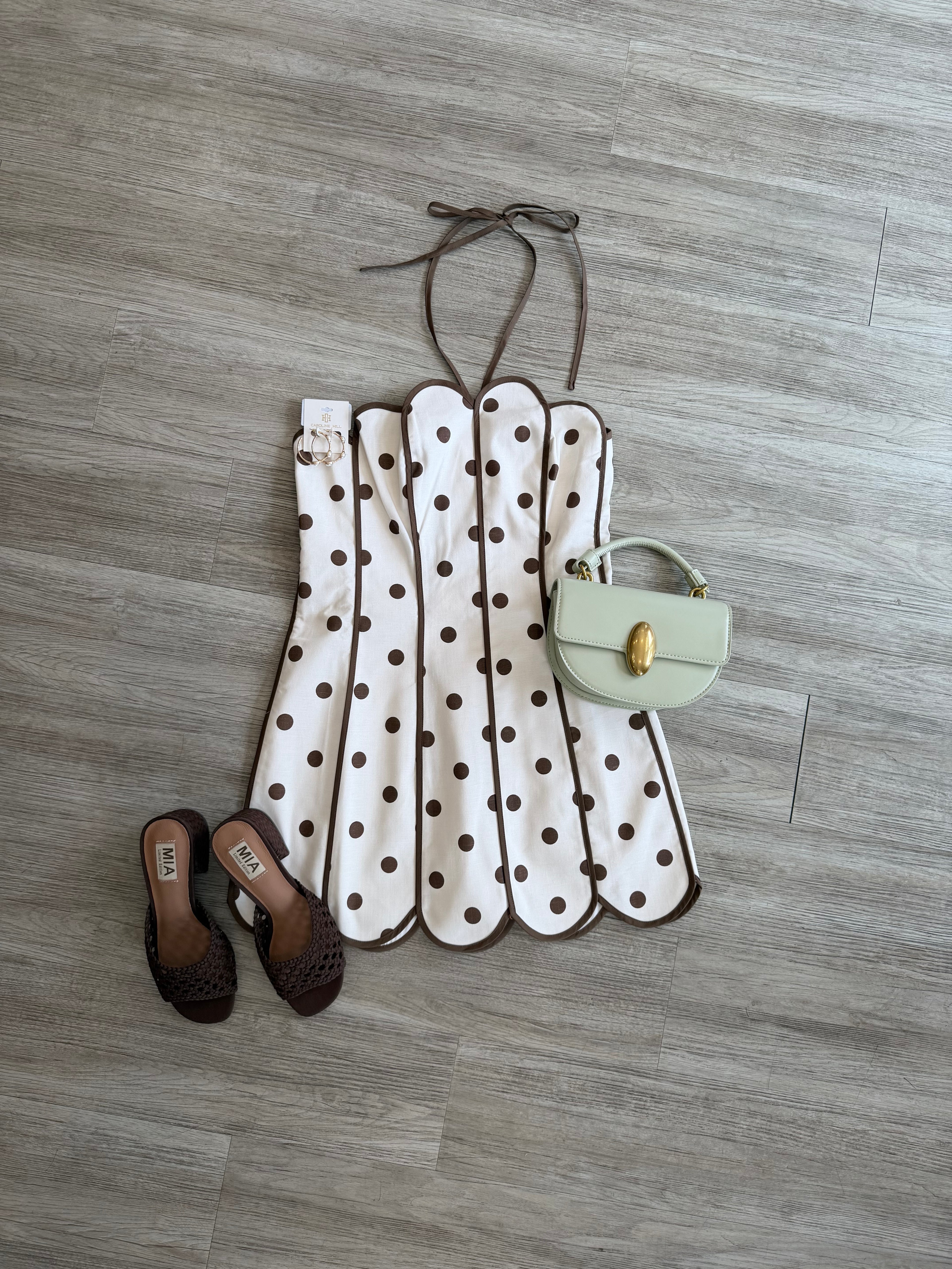 M171 Island Polka Dot Halter Dress