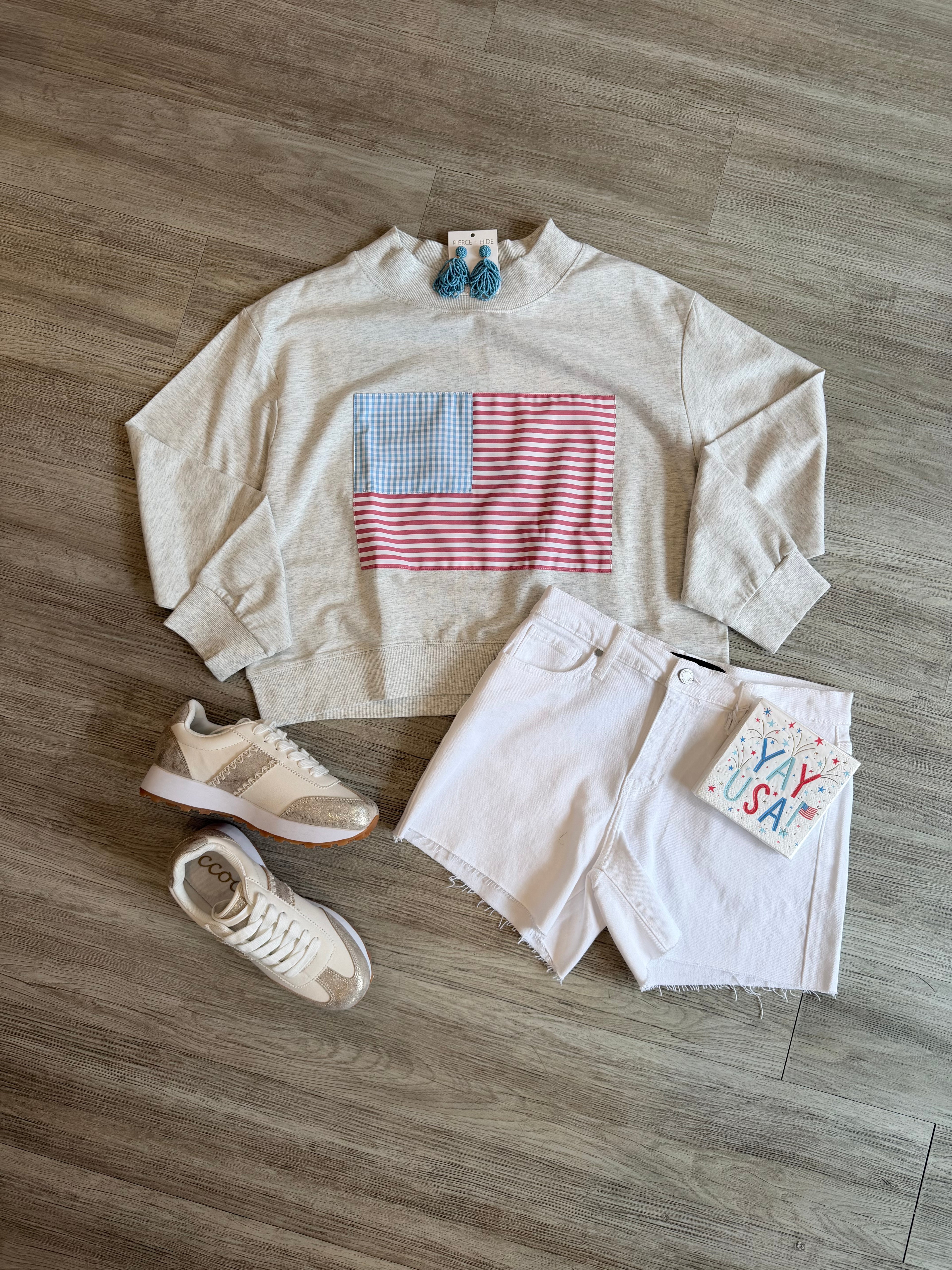 Mockneck American Flag Sweatshirt