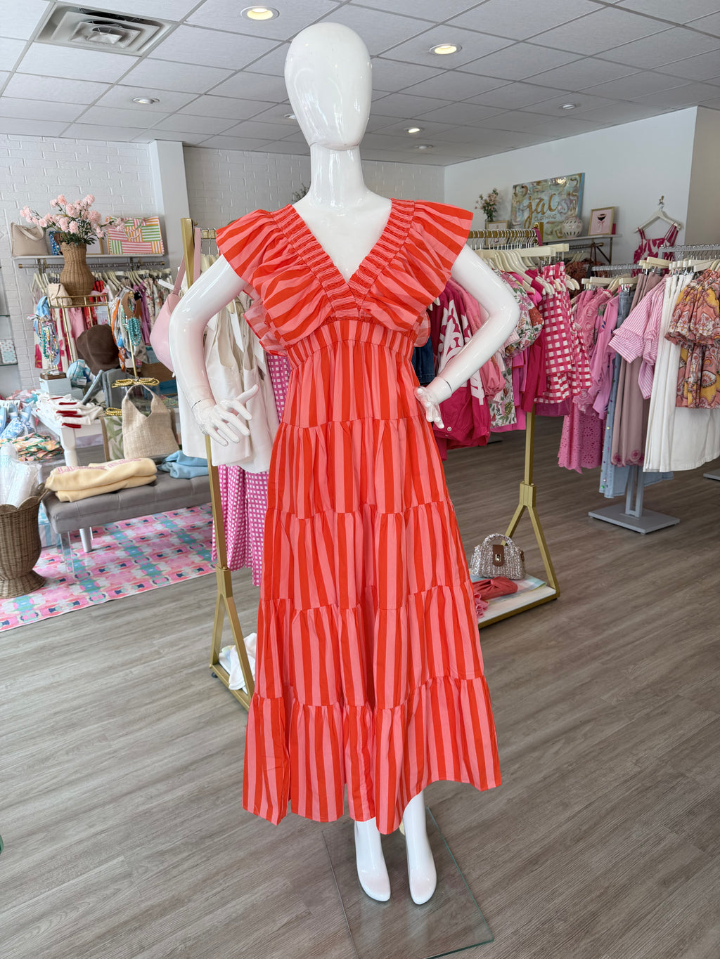 Palm Beach Striped Midi Dress
