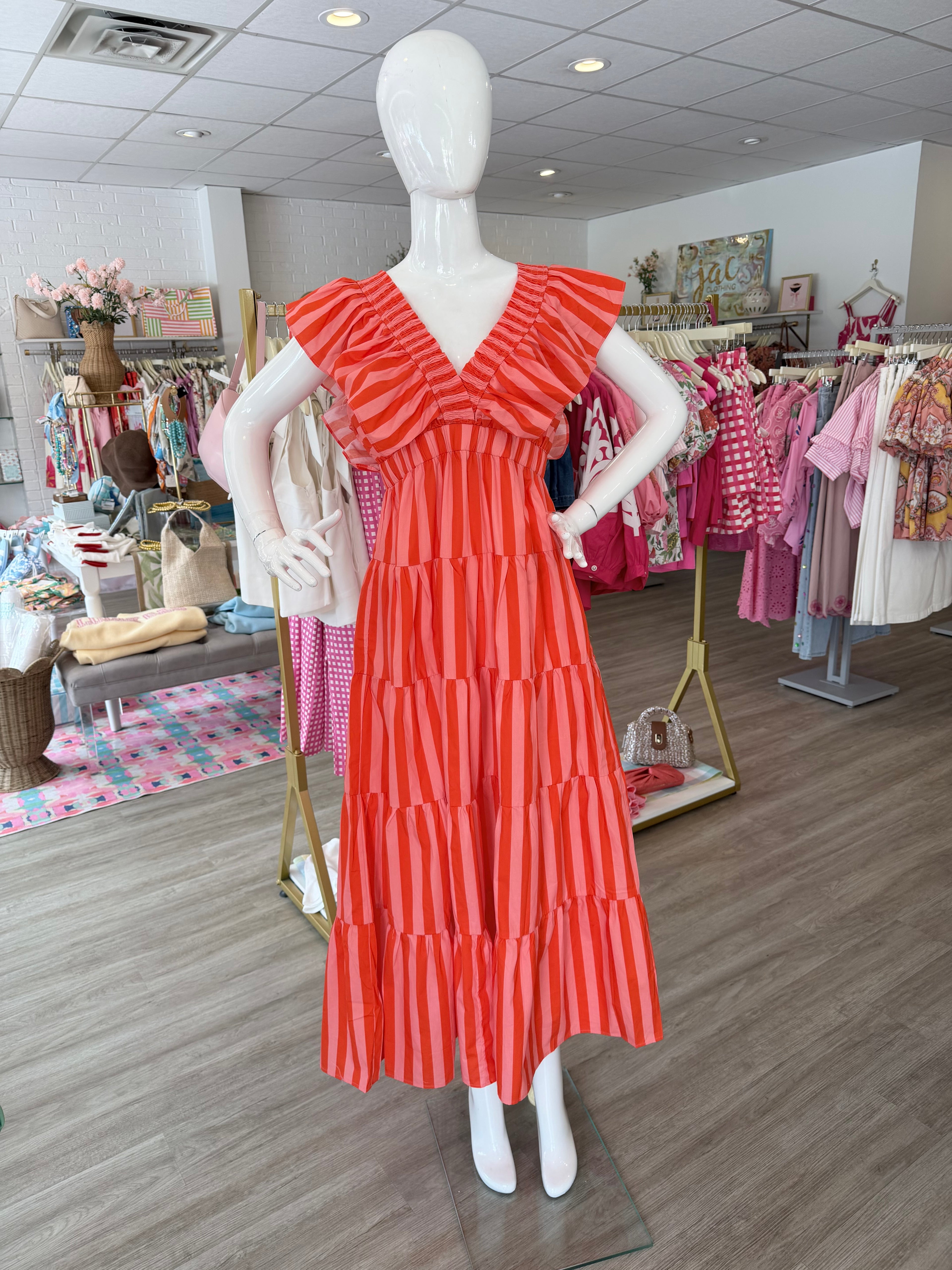 Palm Beach Striped Midi Dress