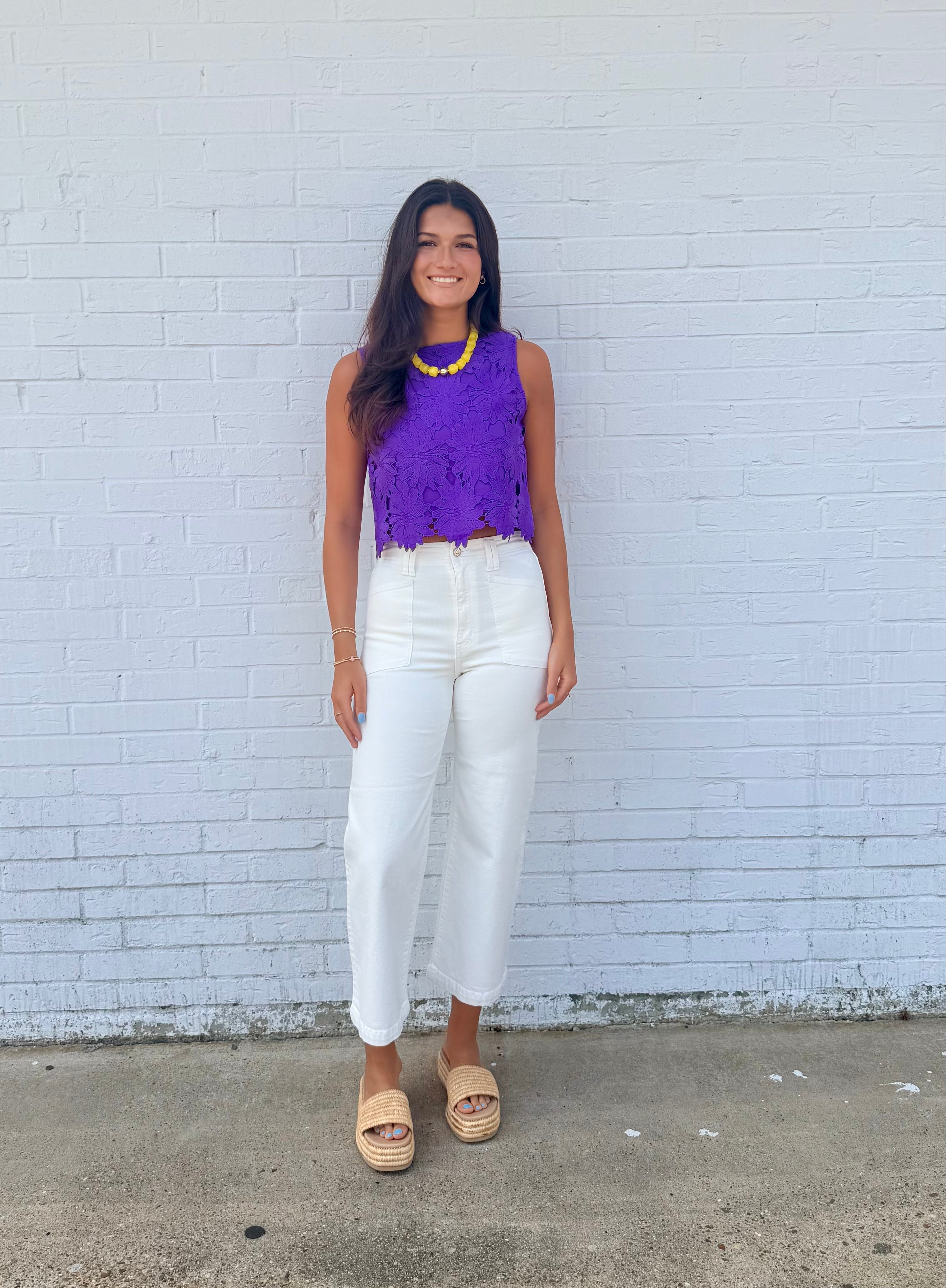 Cassie Crochet Flower Top