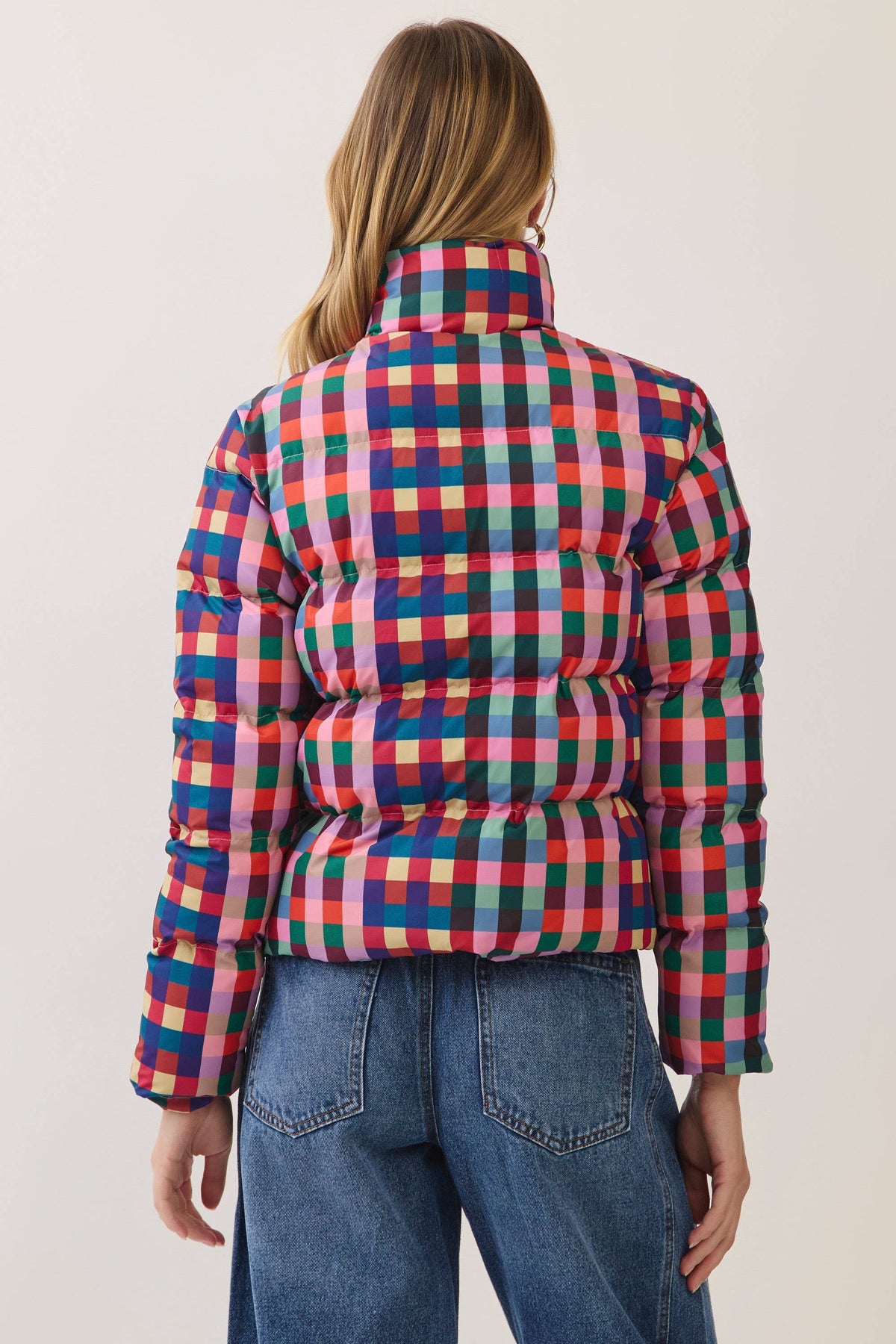 Multicolor Check Puffer Jacket