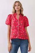 Floral Print Puff Sleeve Blouse