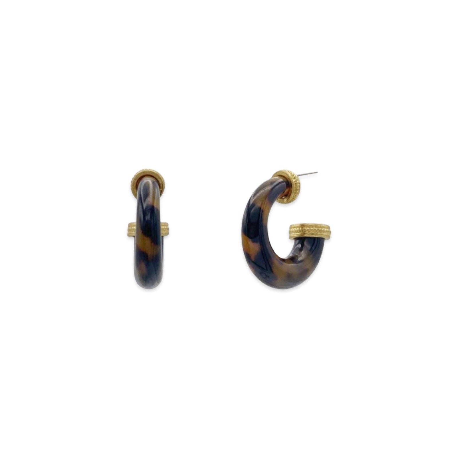 Vintage Gold Tortoiseshell Hoop Earrings