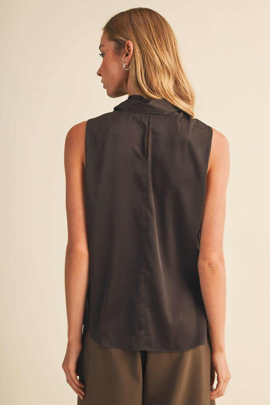 Mamie Mock-Neck Sleeveless Top