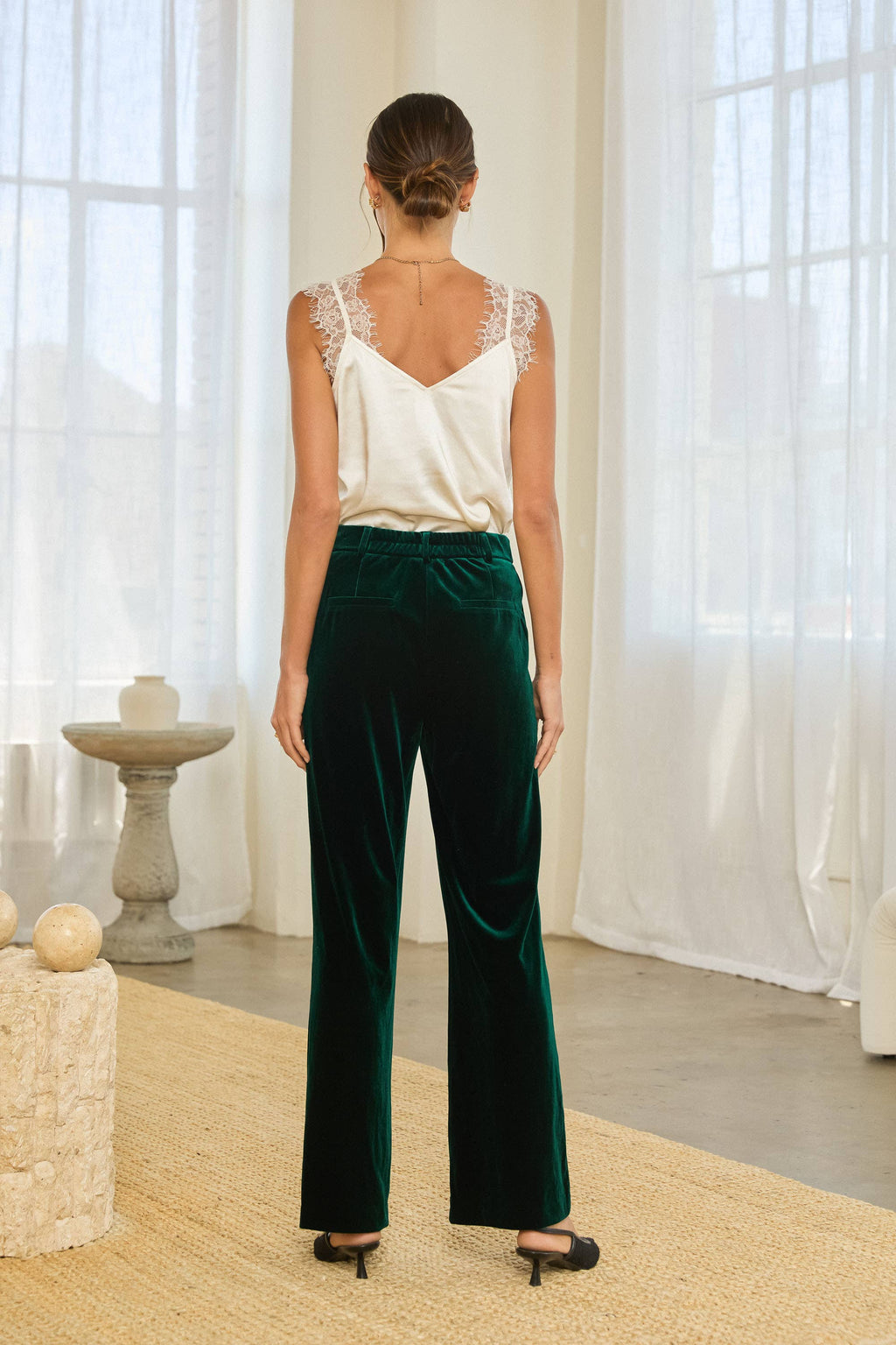 Trinity High-Waisted Wide-Leg Velvet Pants