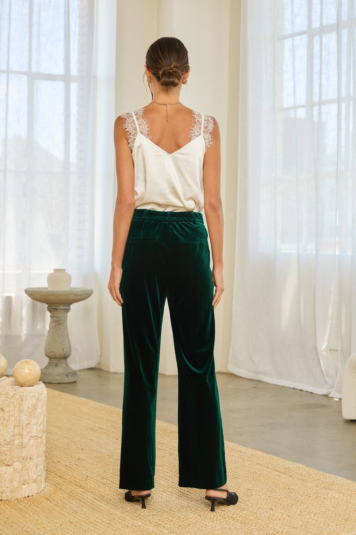 Trinity High-Waisted Wide-Leg Velvet Pants