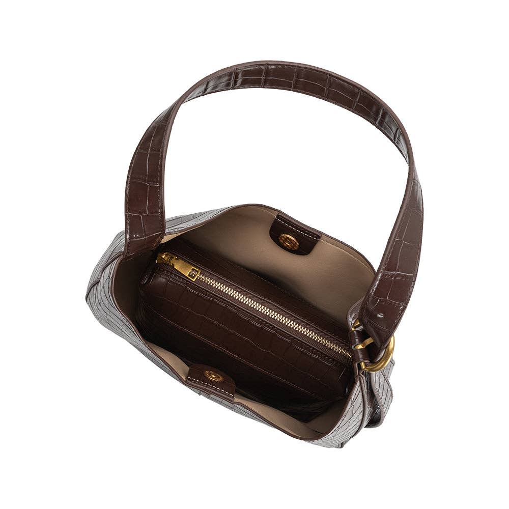 Stefanie Chocolate Recycled Vegan Leather Shoulder Bag