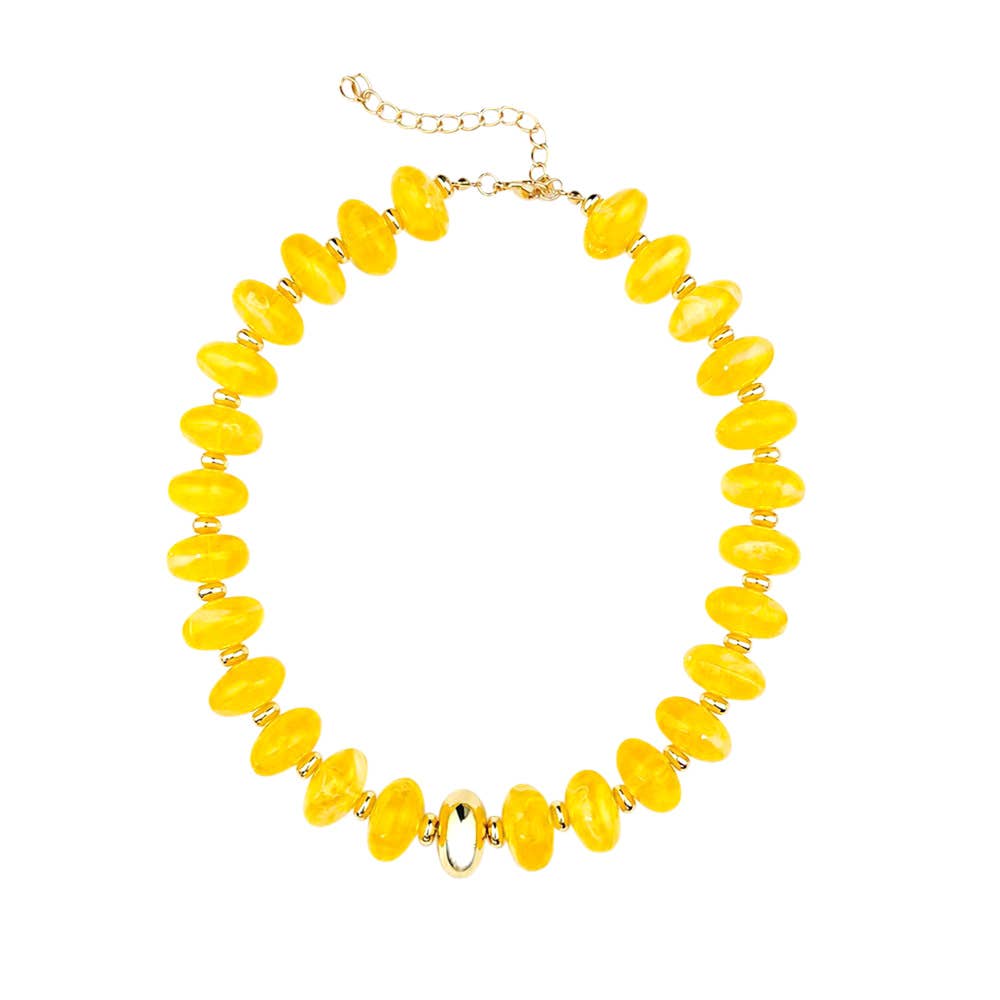 Evan Chunky Beaded Necklace - Yellow