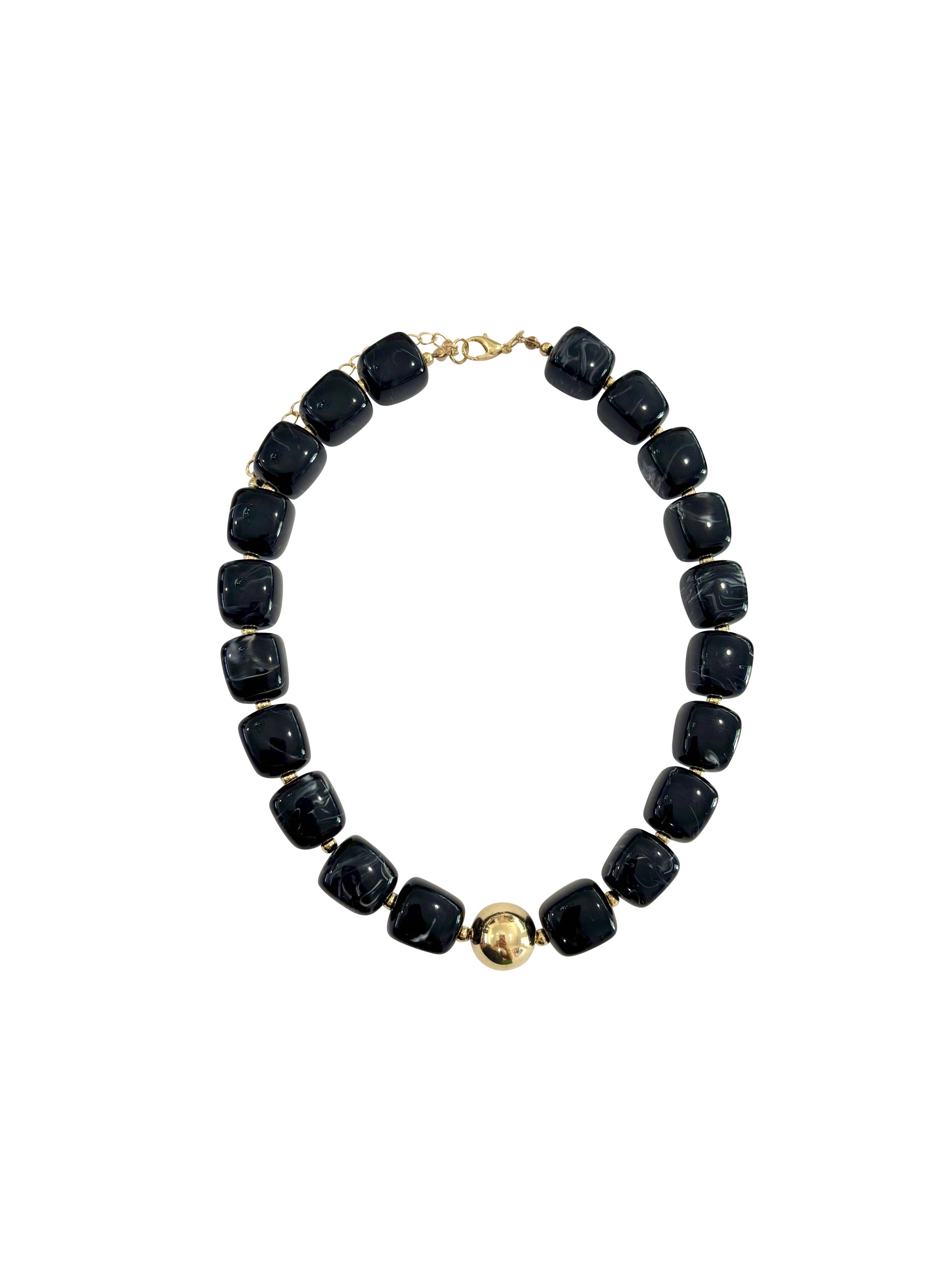 Massey Chunky Beaded Necklace - Black