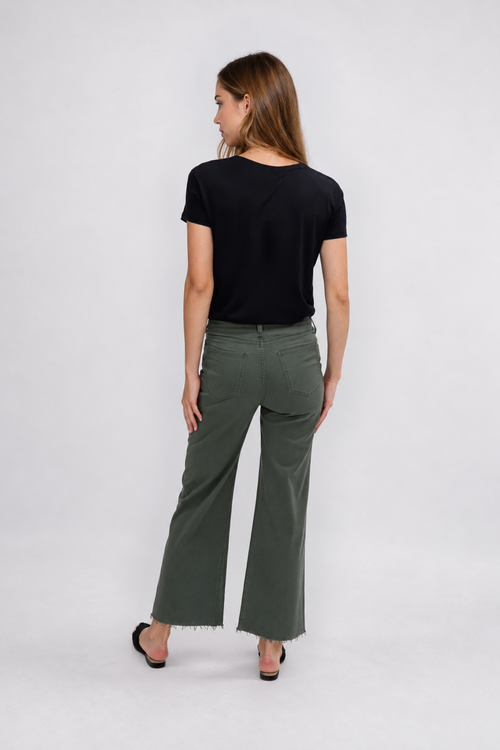 Aberdeen Ankle Crop High Rise Jean Olive