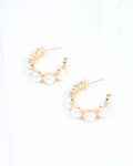 Cleo Pearl Medium Hoop Earring Cream