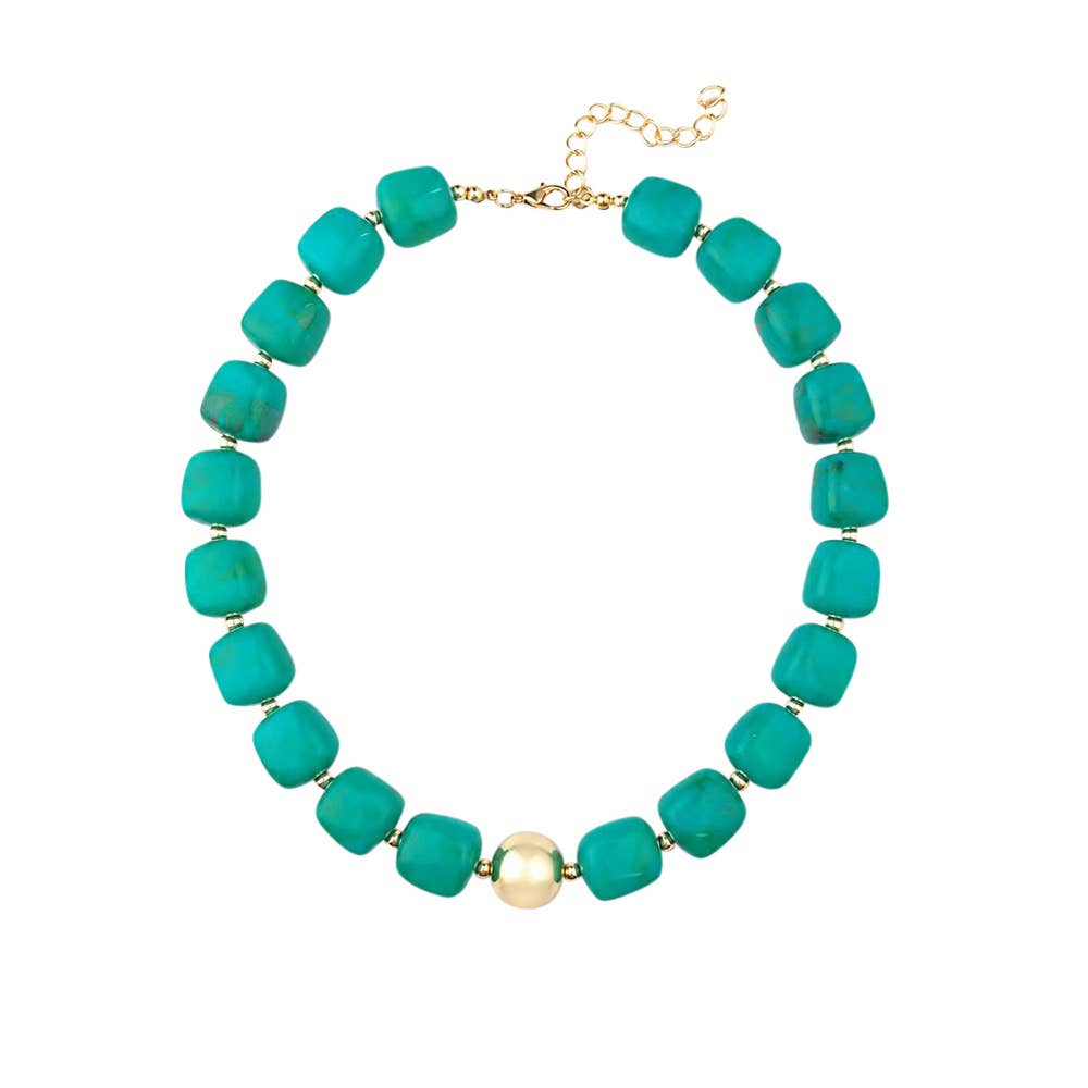 Preston Chunky Beaded Necklace - Turquoise