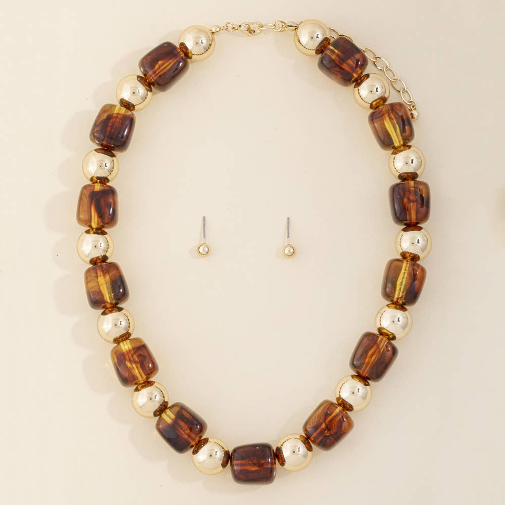 Dolores Chunky Tortoise Bead Statement Necklace
