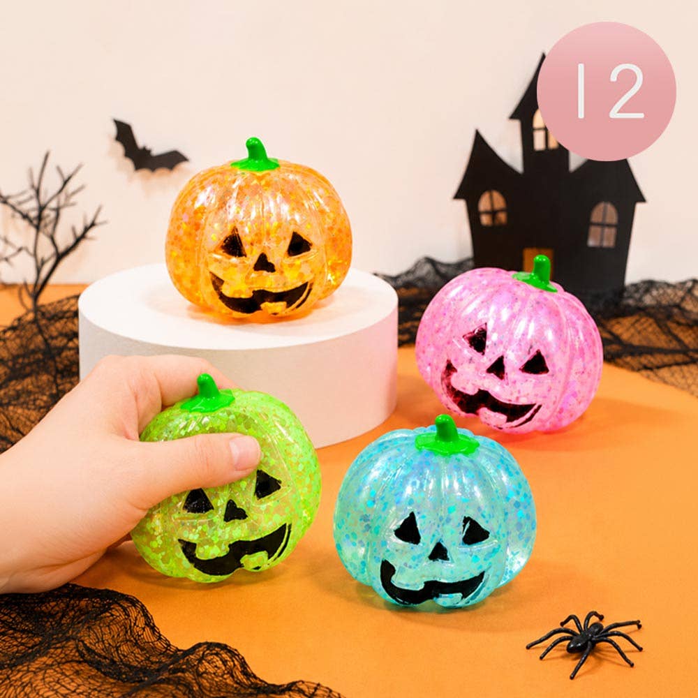 Glitter Halloween Pumpkin Squeeze Squishy Stress Relief Toy