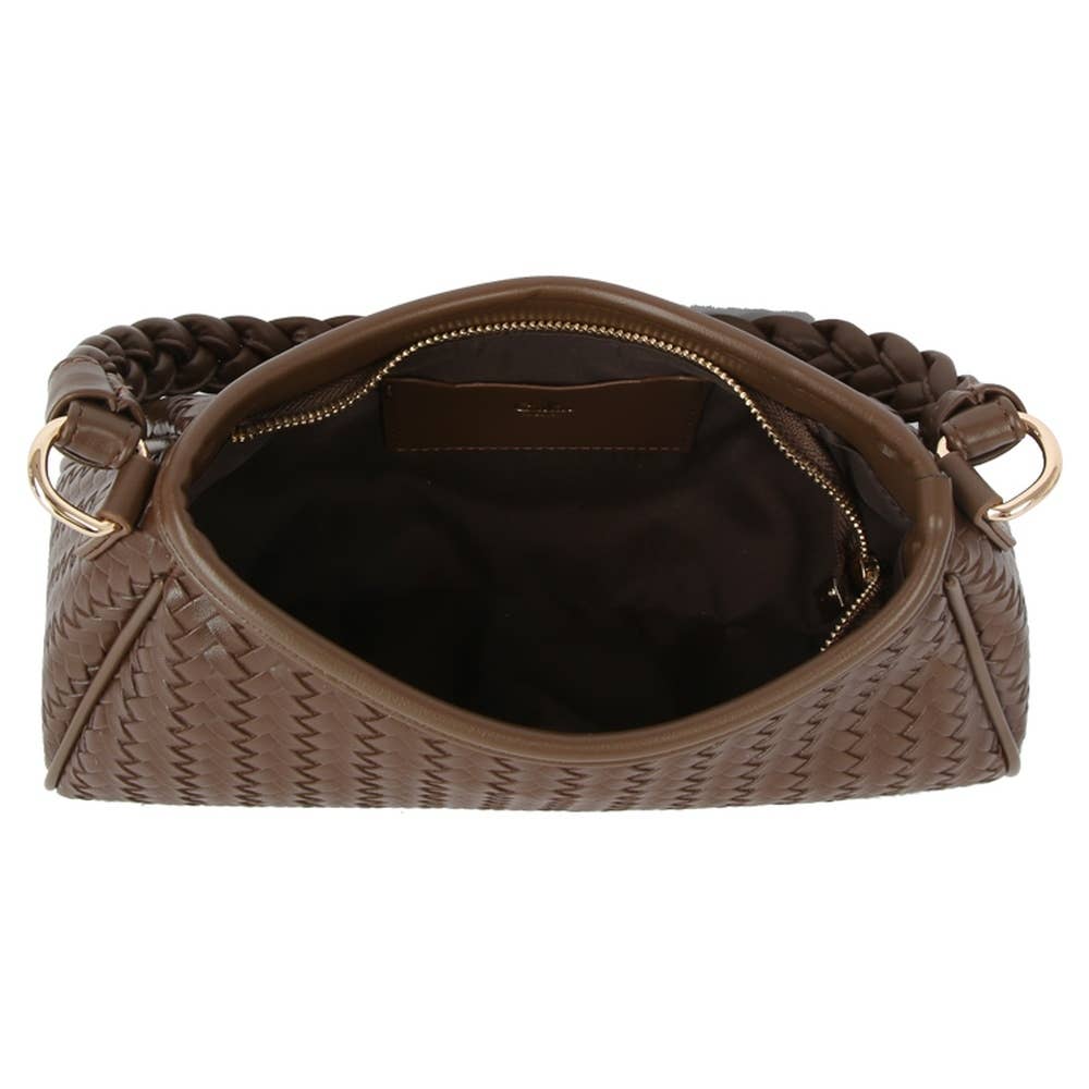 Margaret Braided Handle Woven Shoulder Bag