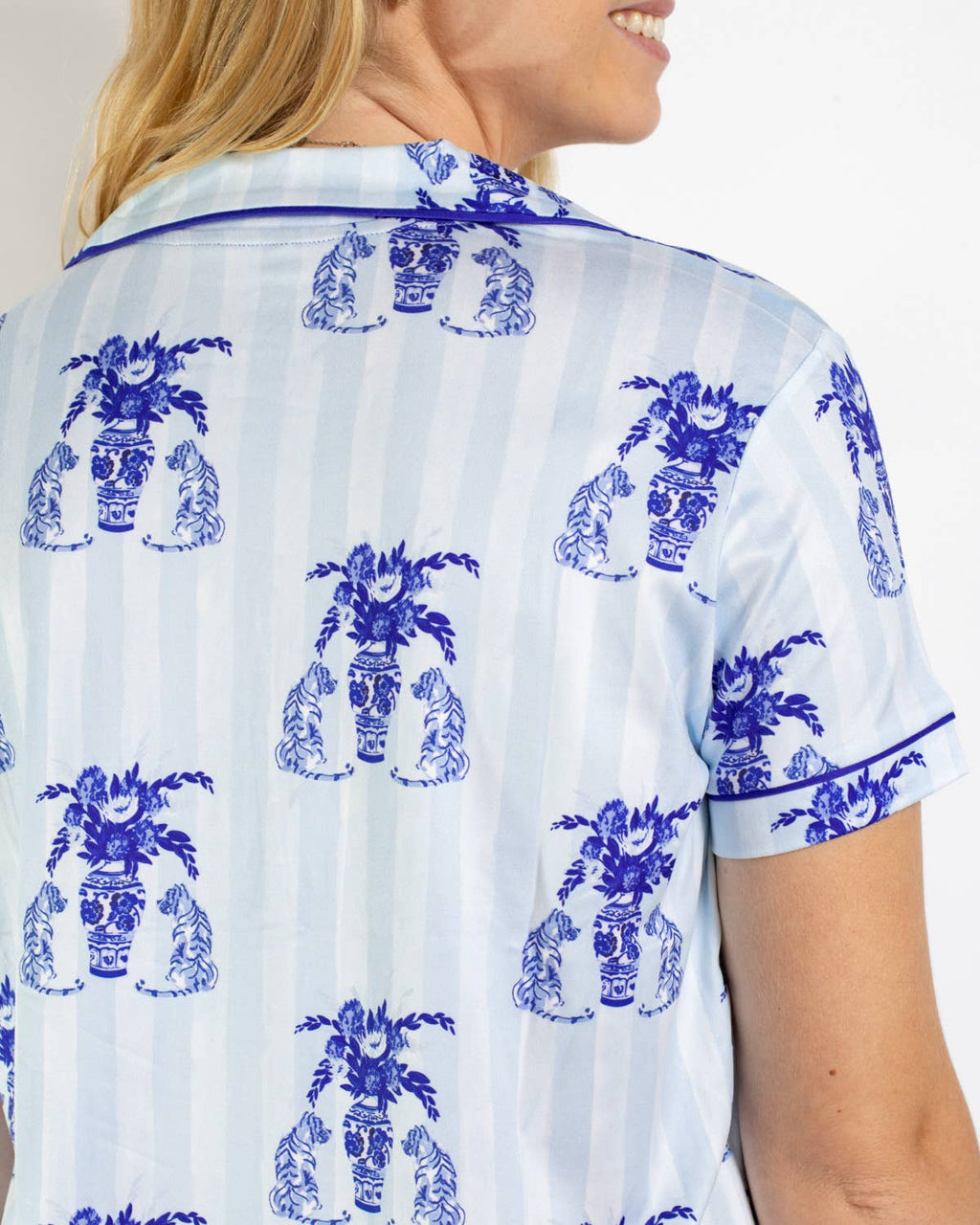 Callie Tiger Short Sleeve Button Up Sleep Shirt