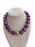 Translucent Plum Cube Bead Necklace