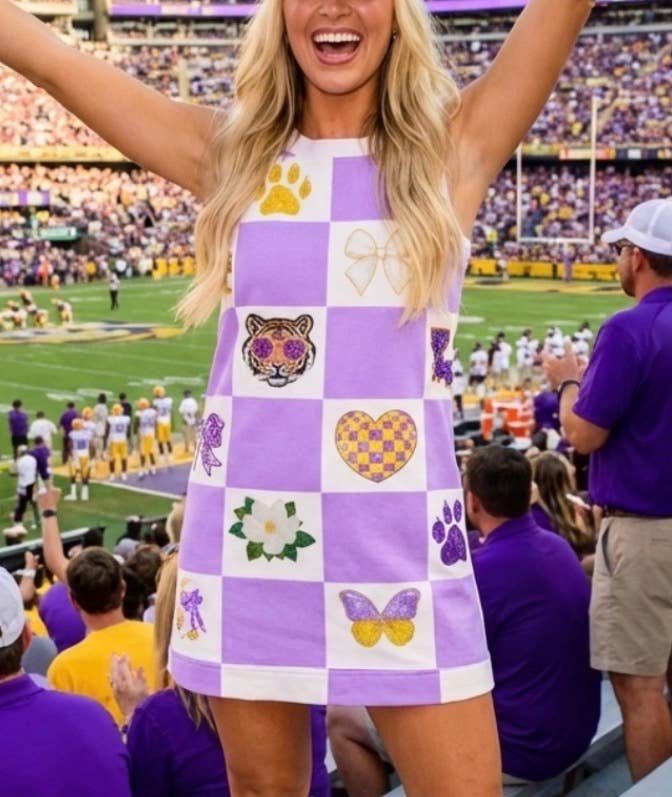 Purple Tiger Sequin Tank Dress 