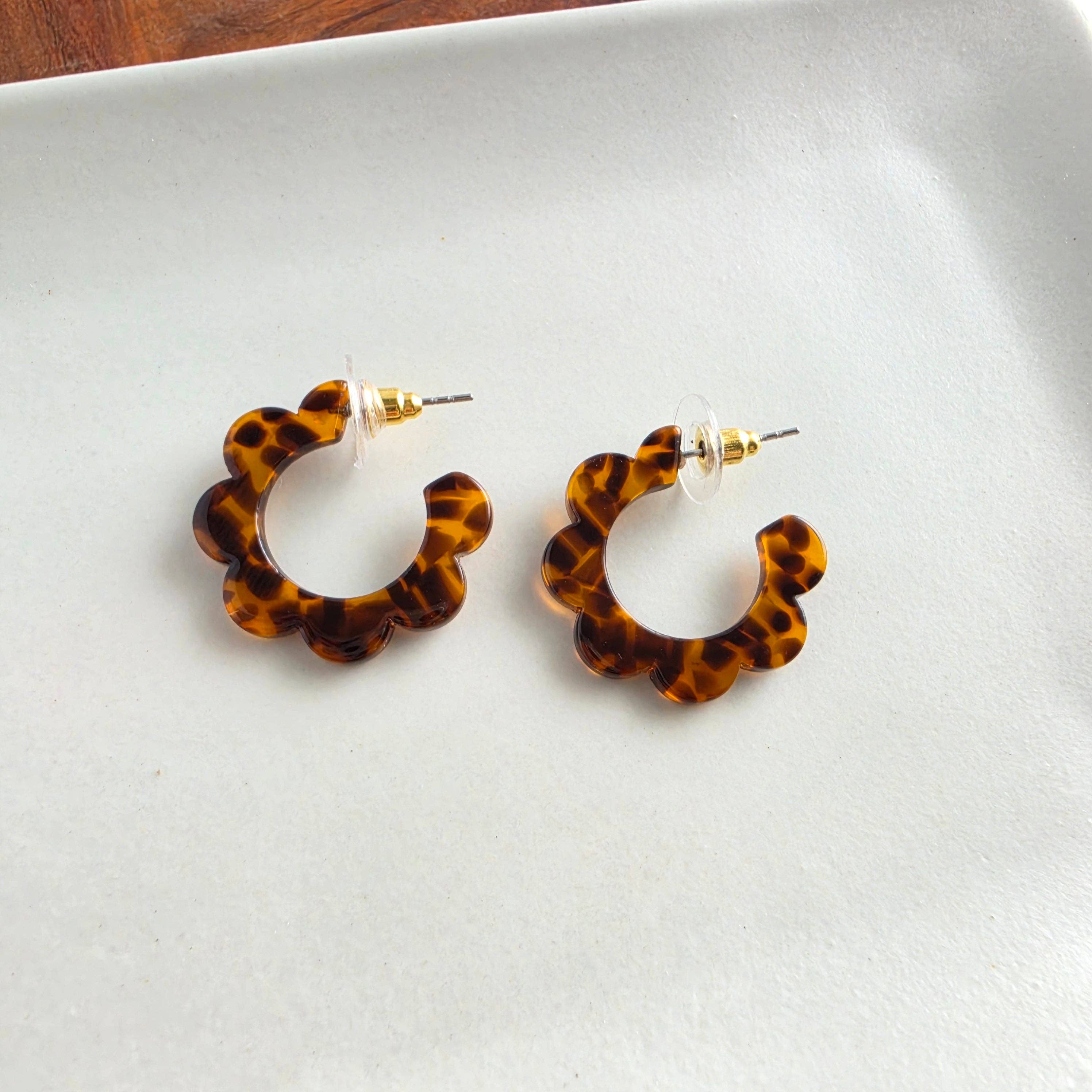 Flora Mini Hoops - Amber Dot