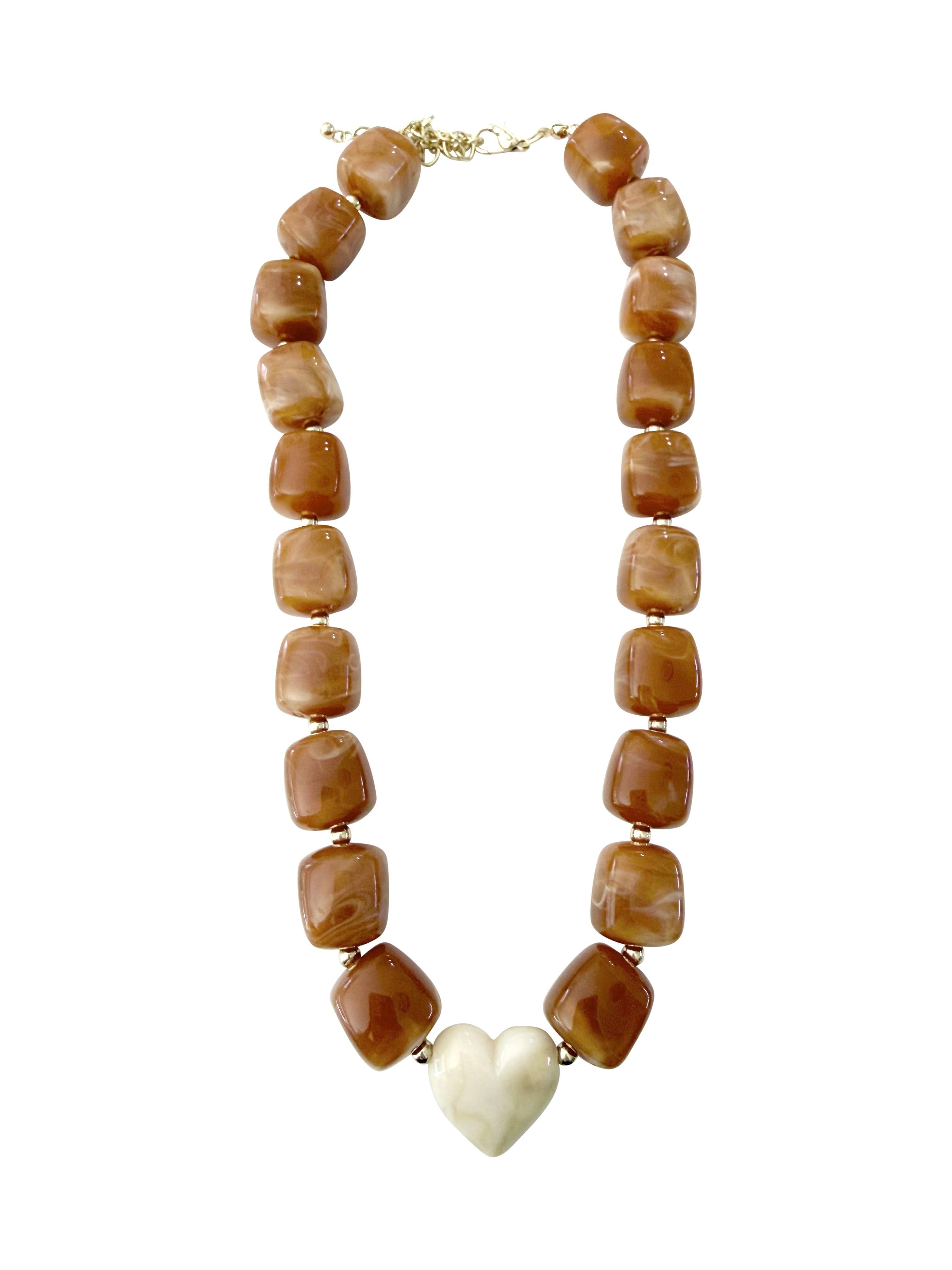 Jordan Chunky Beaded Heart Necklace