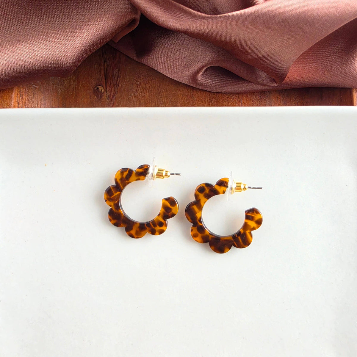 Flora Mini Hoops - Amber Dot